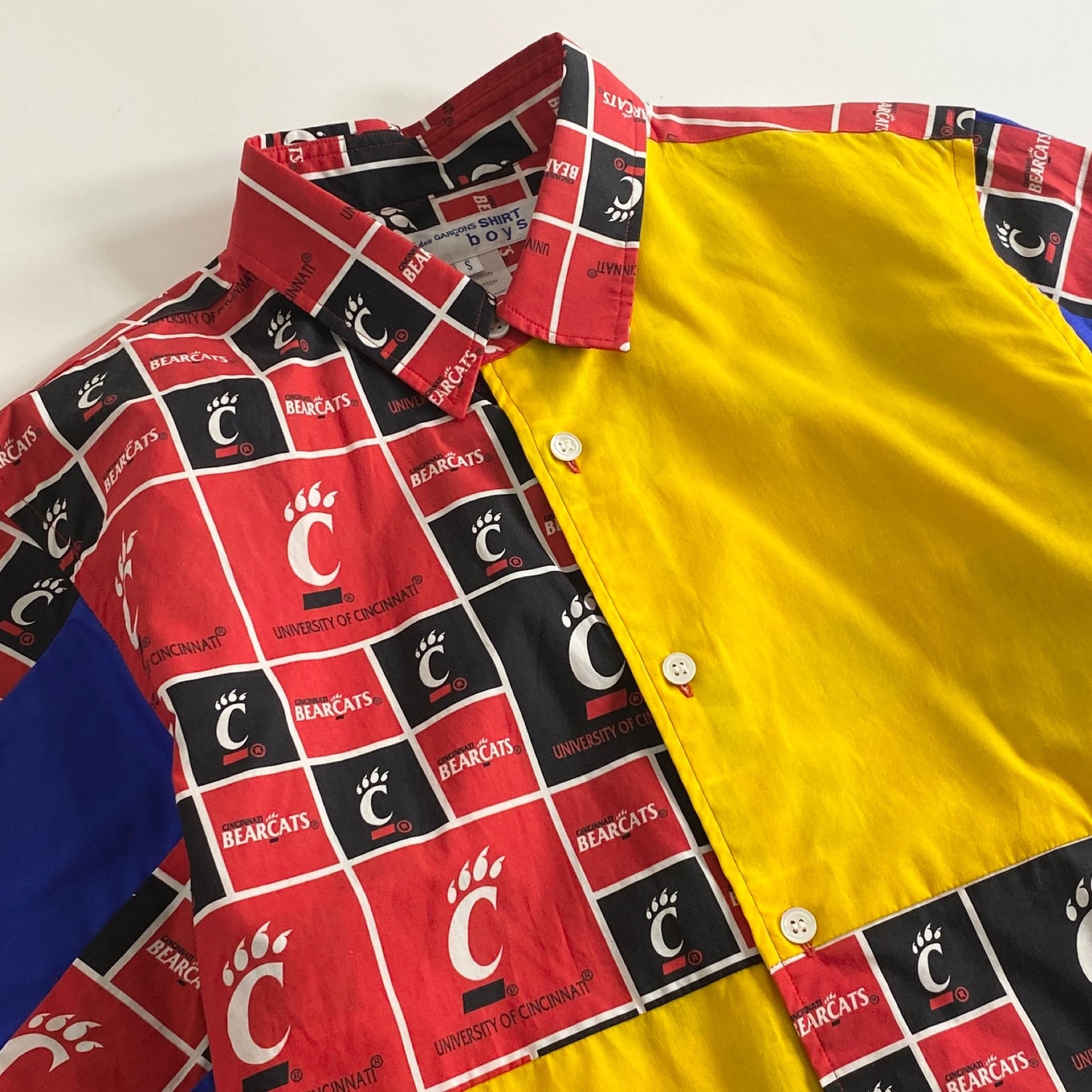 55k29《美品》フランス製 COMME des GARCONS SHIRT boys コムデギャルソンシャツ ボーイズ 19SS CINCINNATI BEARCATS SHIRT シンシナティ ベアキャッツ S マルチカラー フットボール