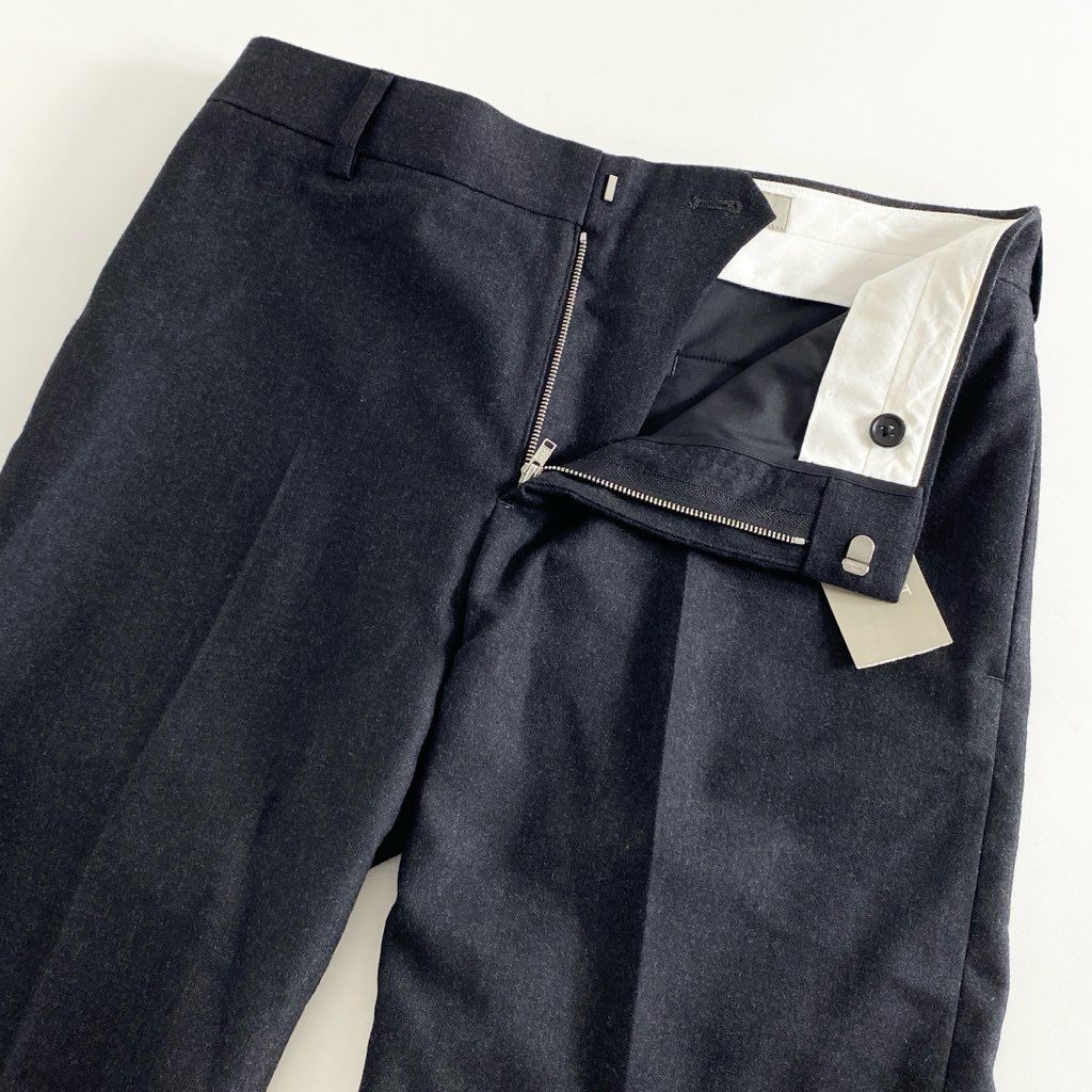 51c20 《未使用》 定価¥29,400 MARGARET HOWELL マーガレットハウエル ウールスラックスパンツ 2 ブラック 日本製 センタープレス タグ付き MHL