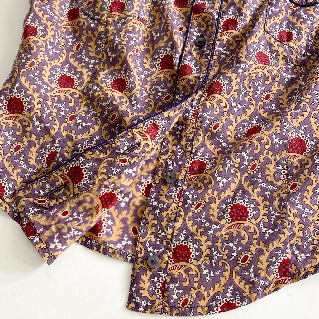 26b25 miu miu ミュウミュウ イタリア製 総柄 ベスト ジレ ノースリーブ カットソー ブラウス 38 パープル マルチカラー コットン MADE IN ITALY