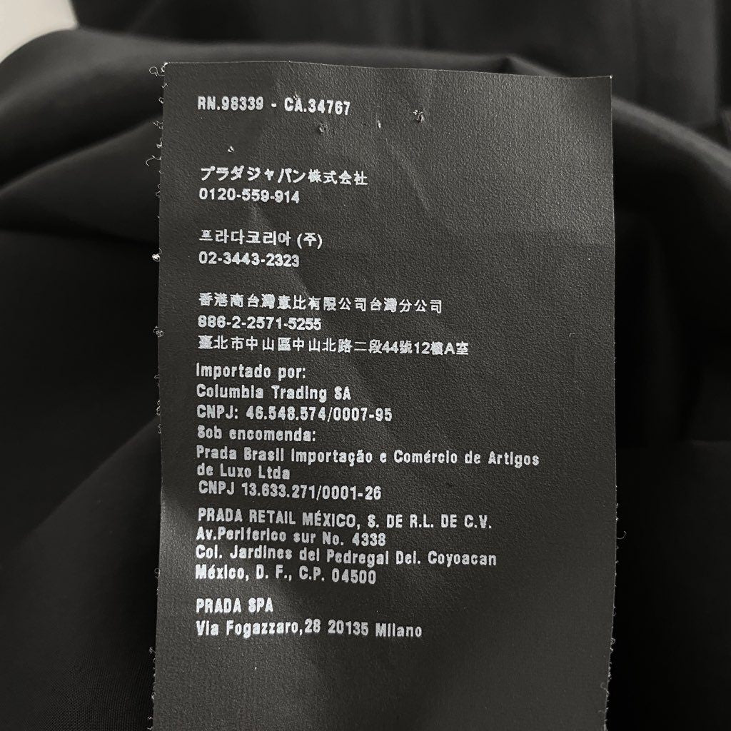 1b3 PRADA プラダ ベルト付き ビッグリボンワンピース 40S ブラック ドレス イタリア製 パーティ ノースリーブ