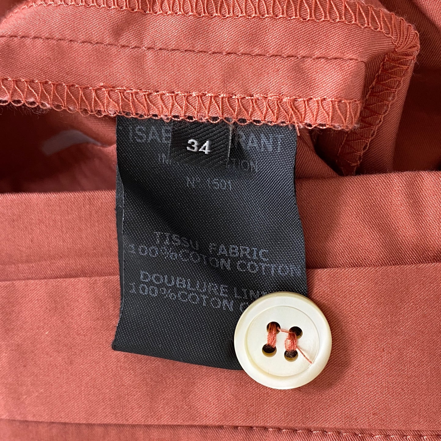 39a21 《未使用保管品》 ISABEL MARANT イザベルマラン ブルガリア製 ベルト付き ストレートパンツ ボトムス 34 ピンク コットン100%