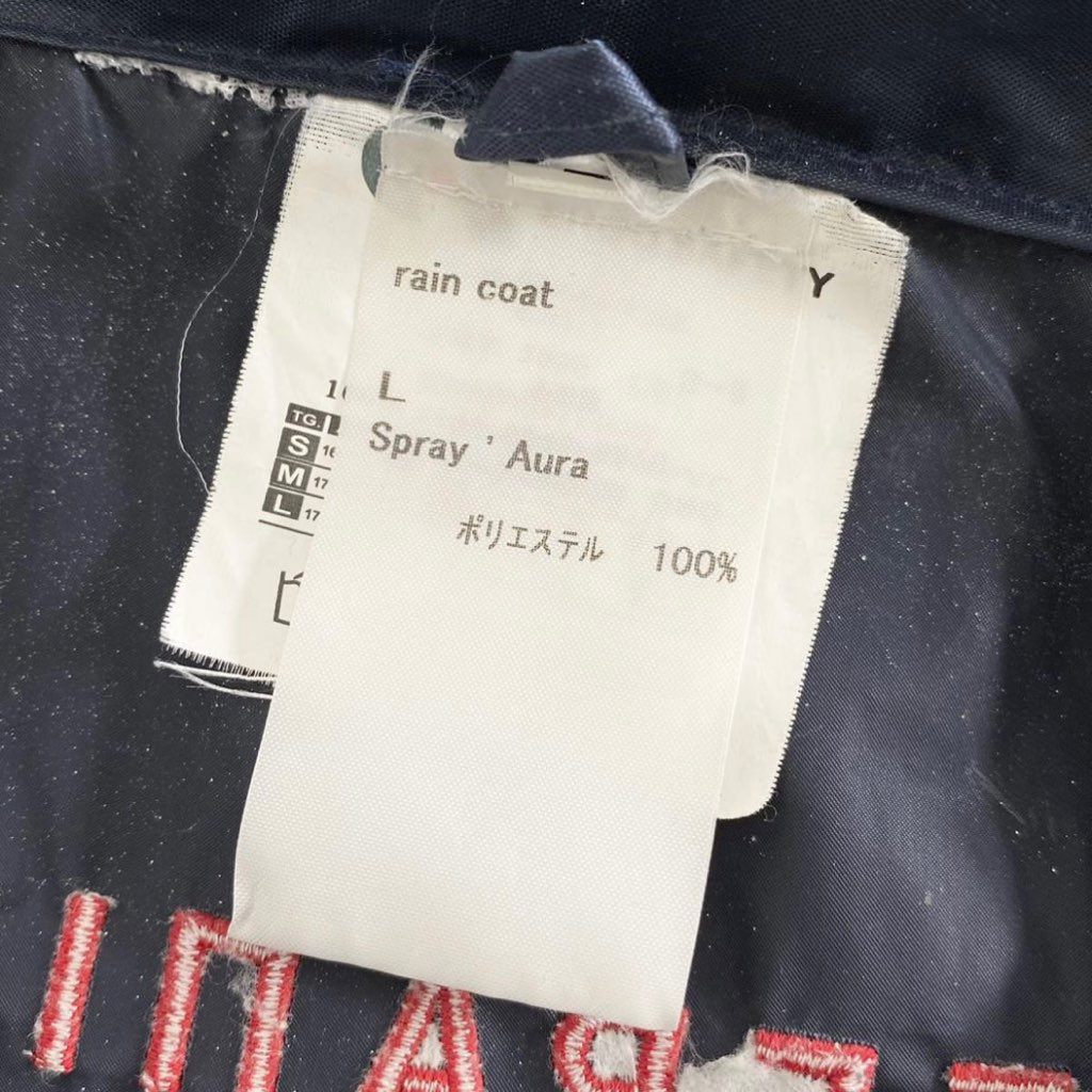 27h27 Zepanese Club ゼパニーズクラブ レインコート rain coat ペイント加工 総柄 フード ロングコート Lサイズ メンズ 弾採用 ネイビー