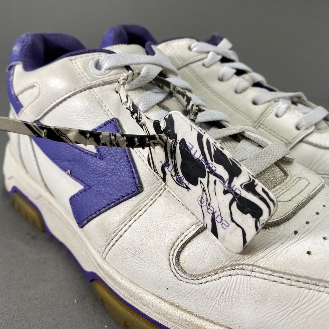 1L5 Off-White オフホワイト 43(27.5cm相当) out of white ホワイト×パープル レザースニーカー メンズ