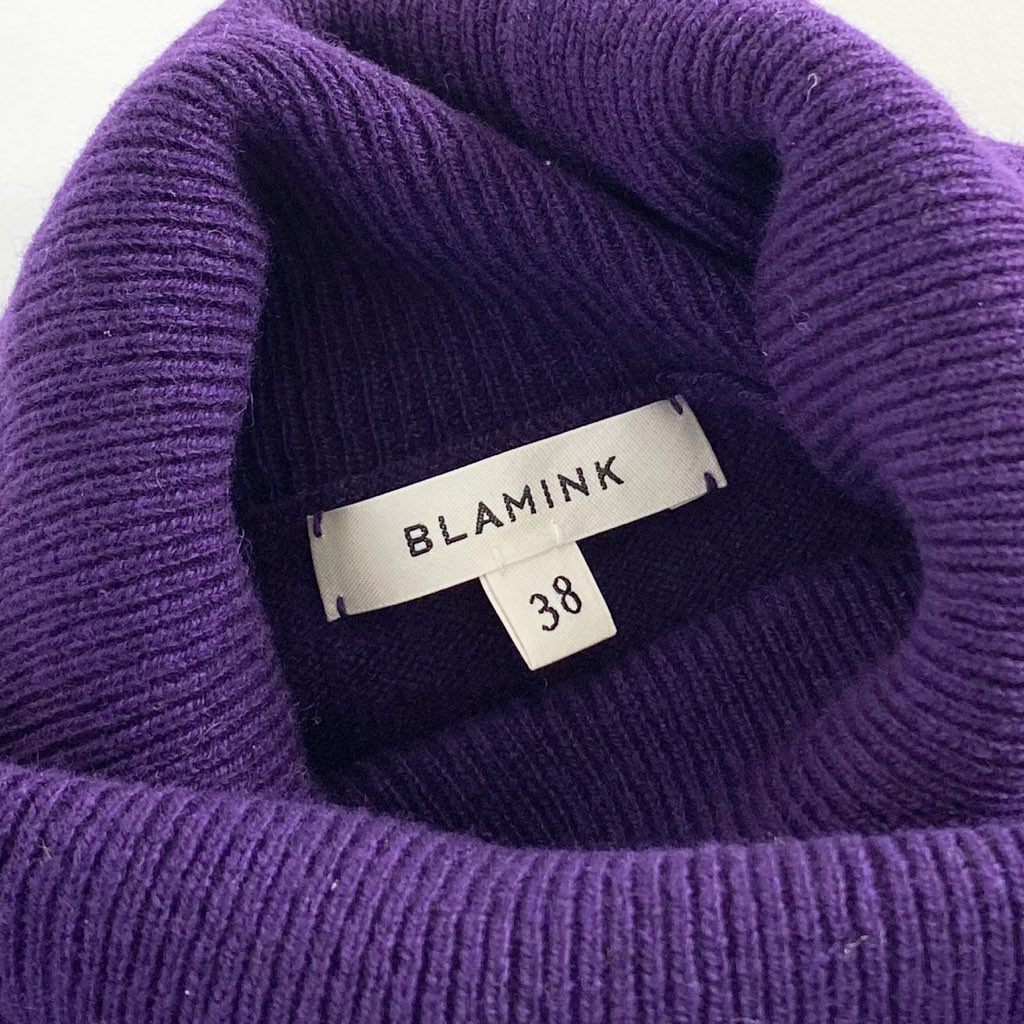51c6 《極美品》 BLAMINK ブラミンク カシミヤ100% フリンジタートルネック ニットセーター 38 パープル UNITED ARROWS ユナイテッドアローズ