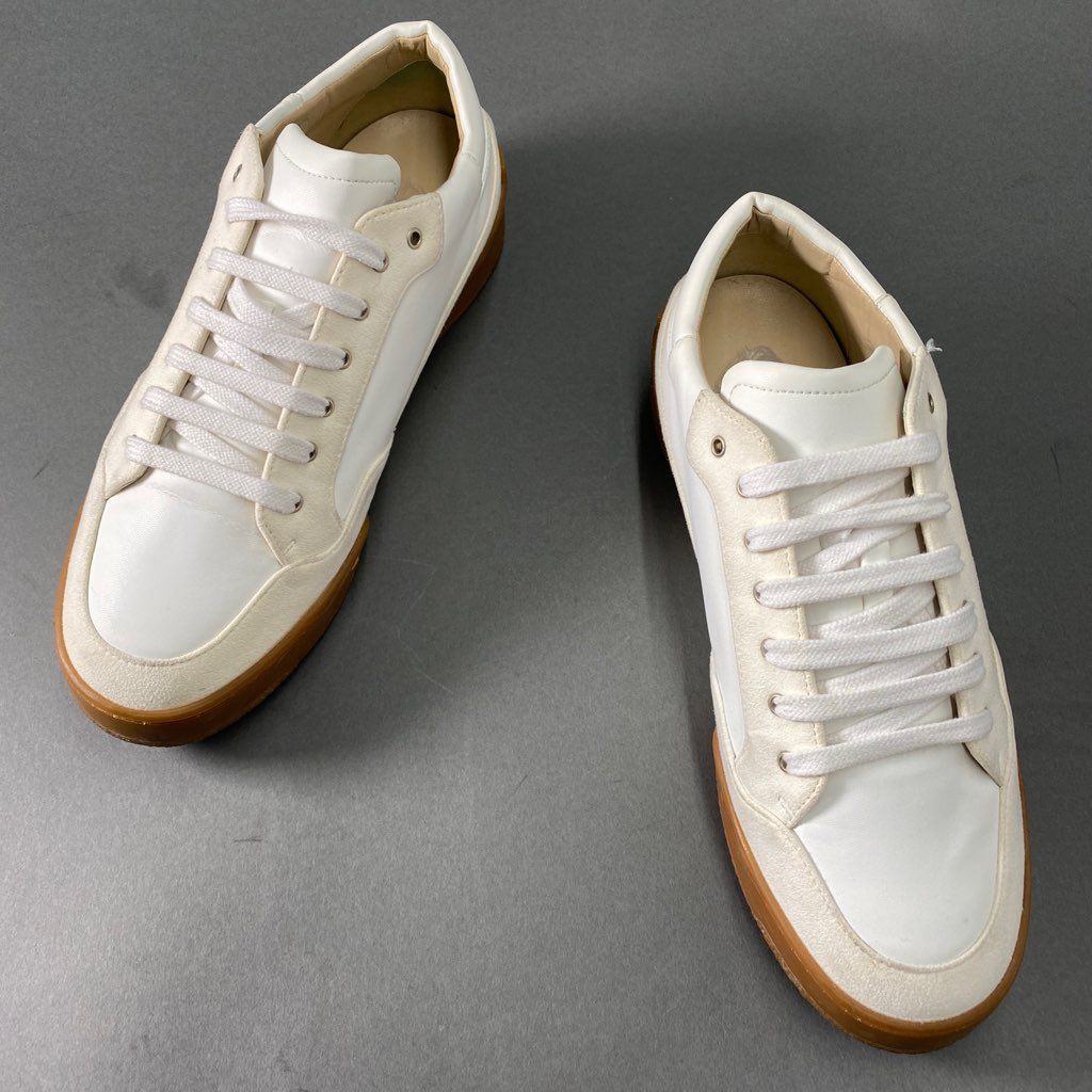 b6 STELLA McCARTNEY ステラマッカートニー スペイン製 ローカットスニーカー シューズ 460672 PLAST.S.GOMM 43 ホワイト ベージュ レザー スエード