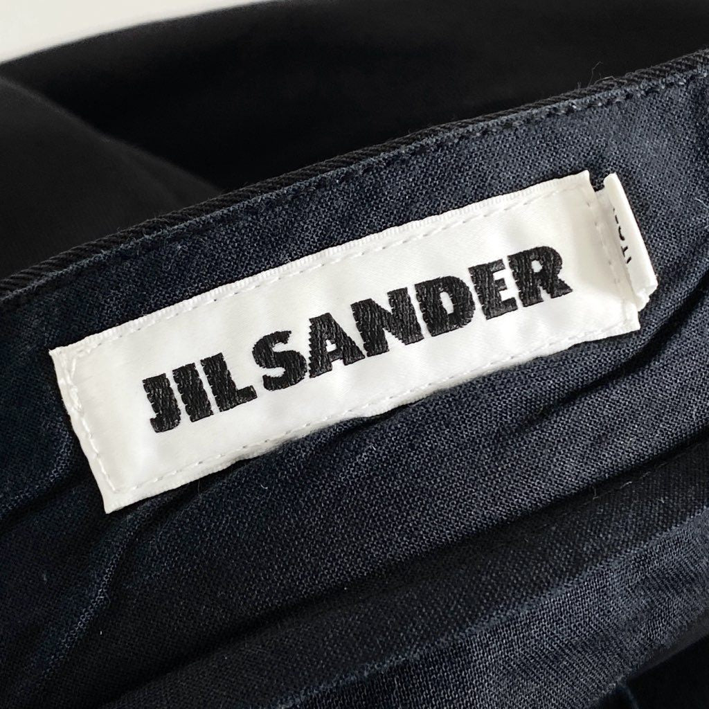 17b11 JIL SANDER ジルサンダー イタリア製 バックスリットスラックスパンツ ボトム テーパード JSMM315201 48 ブラック ウール MADE IN ITALY