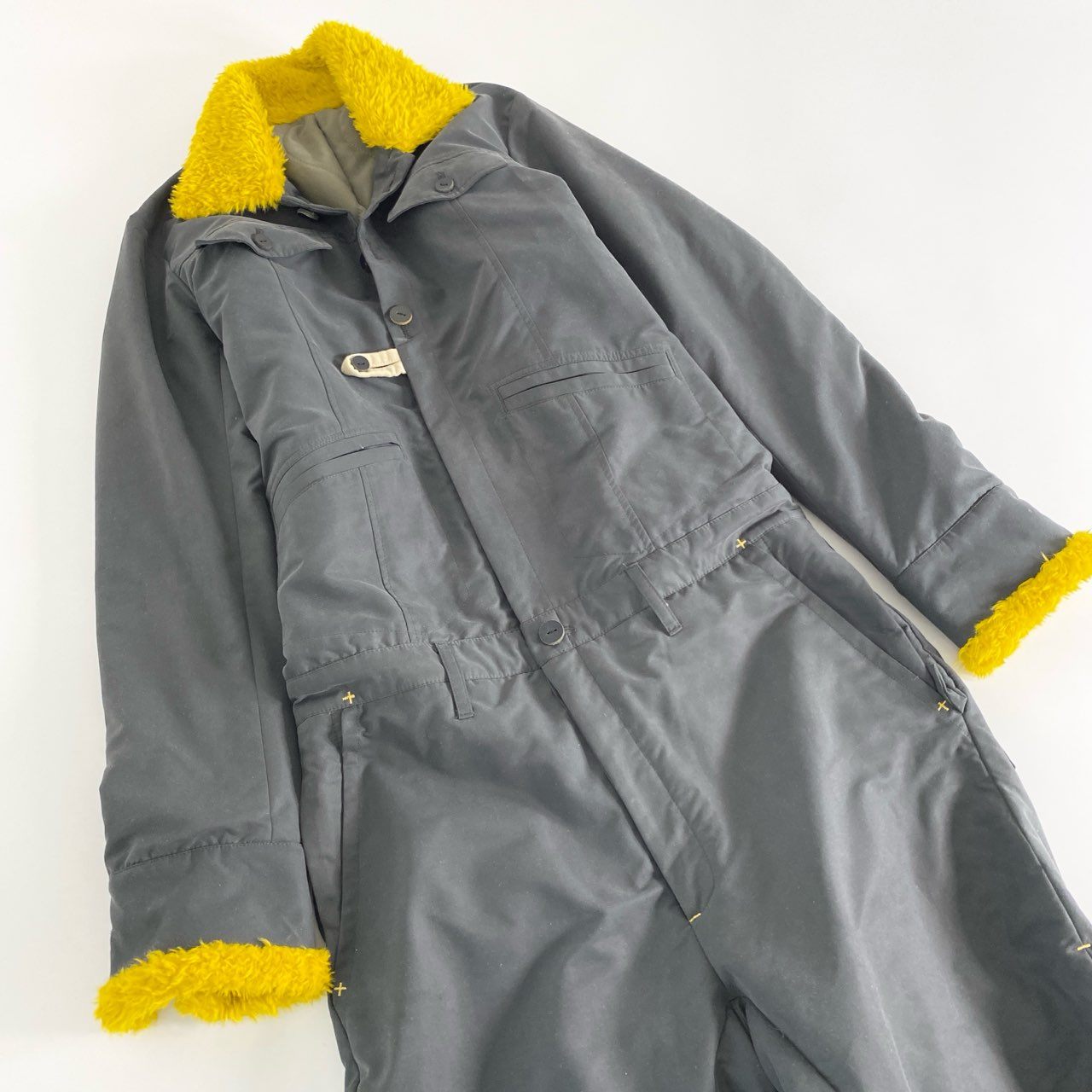 17c13 Leh レー TSUNAGI つなぎ ジャンプスーツ ボア S グレー 日本製 オールインワン カバーオール 続服 冬