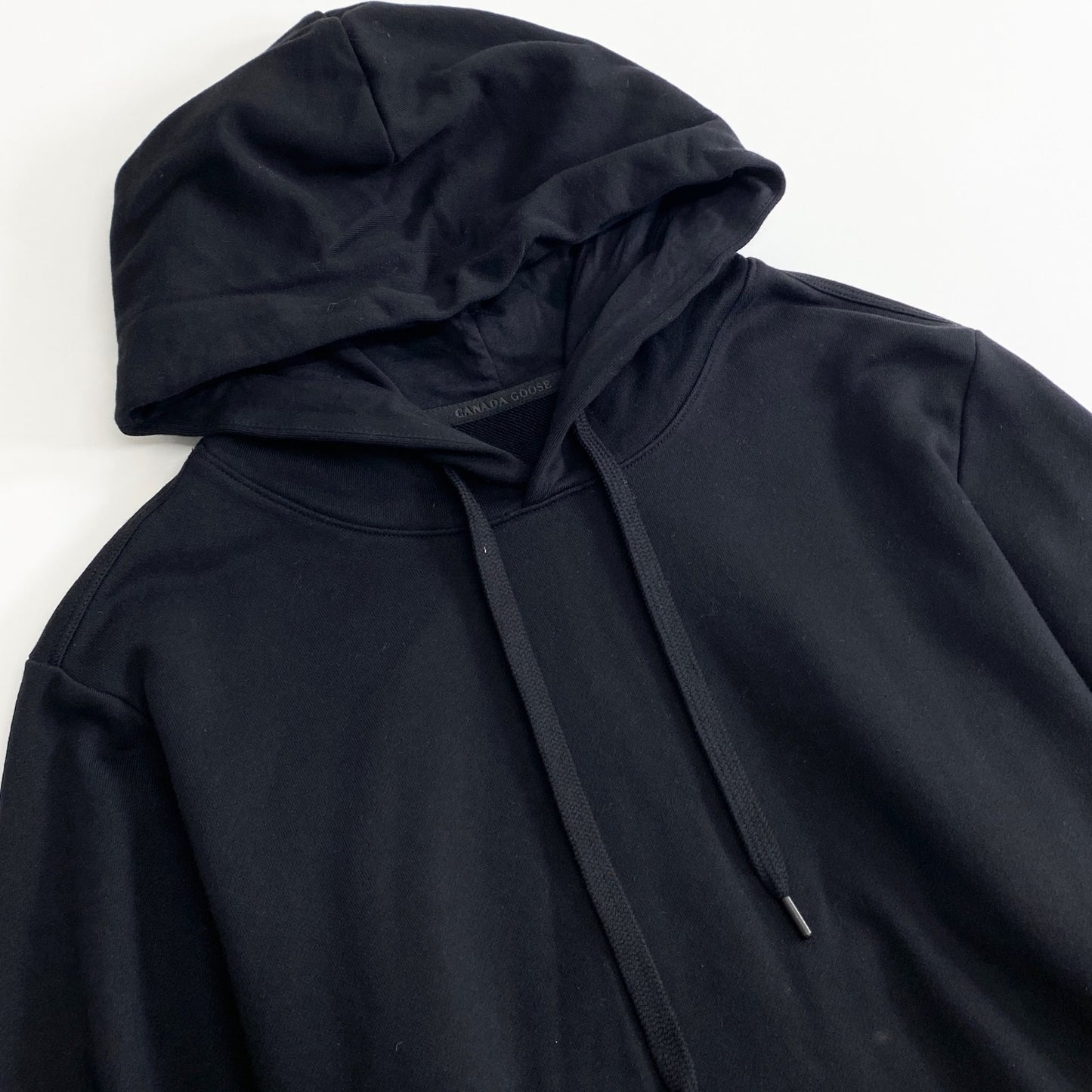 72k11《極美品》イタリア製 CANADA GOOSE カナダグース ワッペン付き フードパーカー スウェットパーカー LG ブラック 裏地パイル