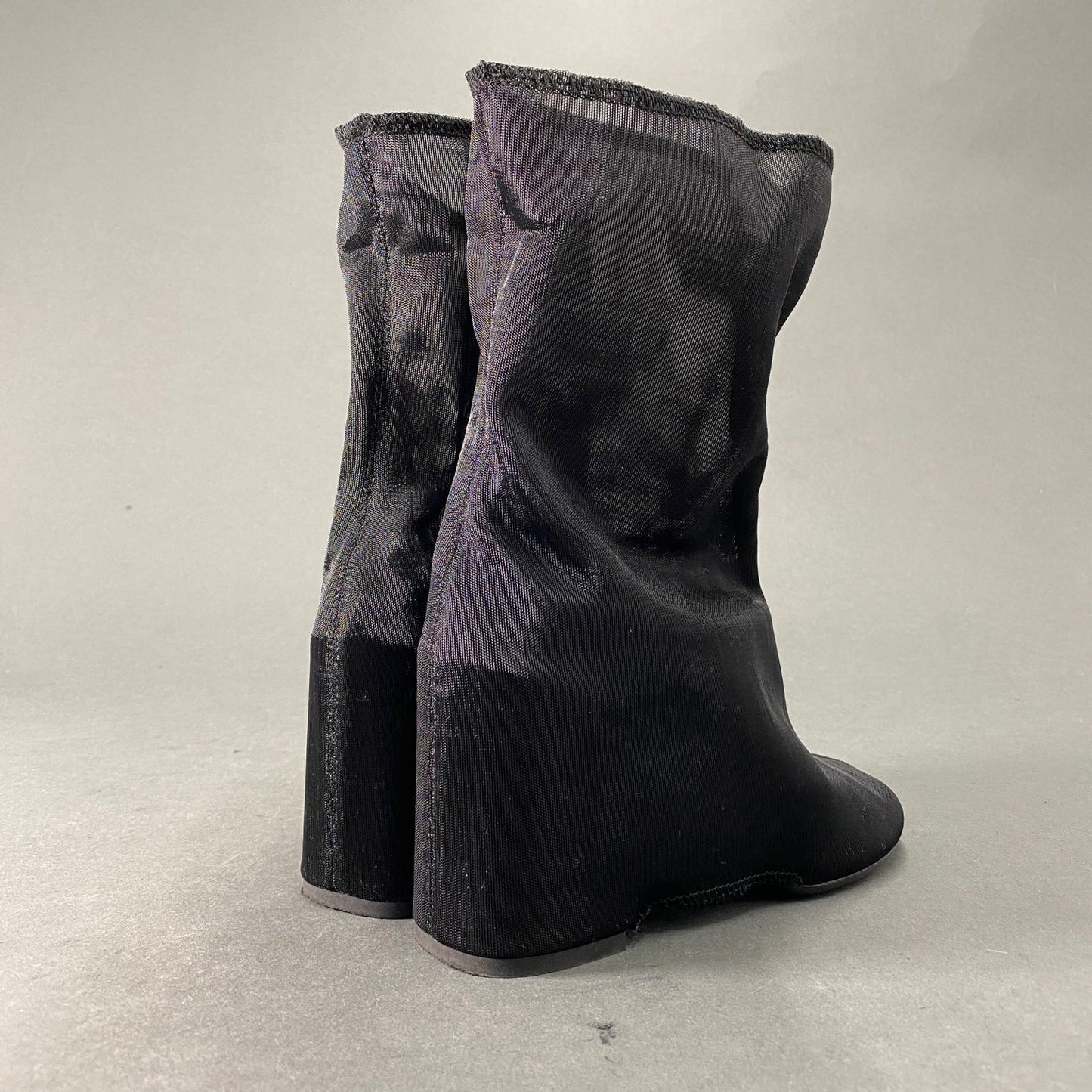 4L22《伊製》Maison Margiela MM6 エムエムシックス ニットブーツ パワーネット ミドルブーツ 37 ブラック レディース