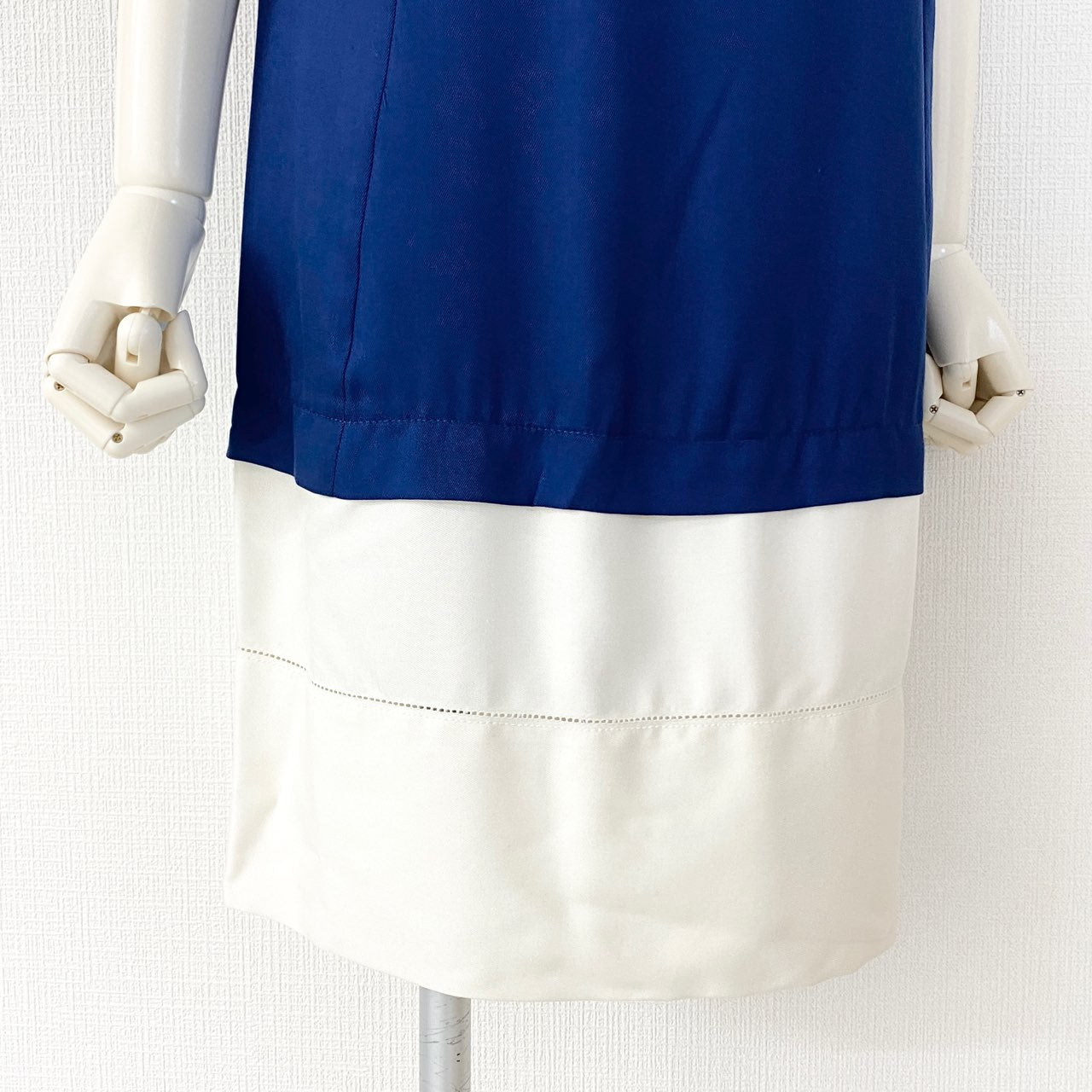 45a29 BALENCIAGA バレンシアガ ノースリーブワンピース ドレスワンピース 36 ブルー×ホワイト シルク100% レディース 女性用