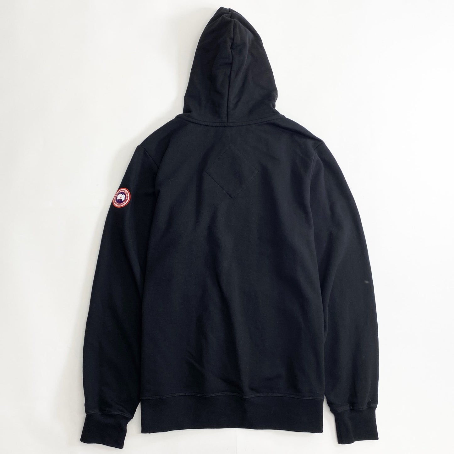 72k11《極美品》イタリア製 CANADA GOOSE カナダグース ワッペン付き フードパーカー スウェットパーカー LG ブラック 裏地パイル