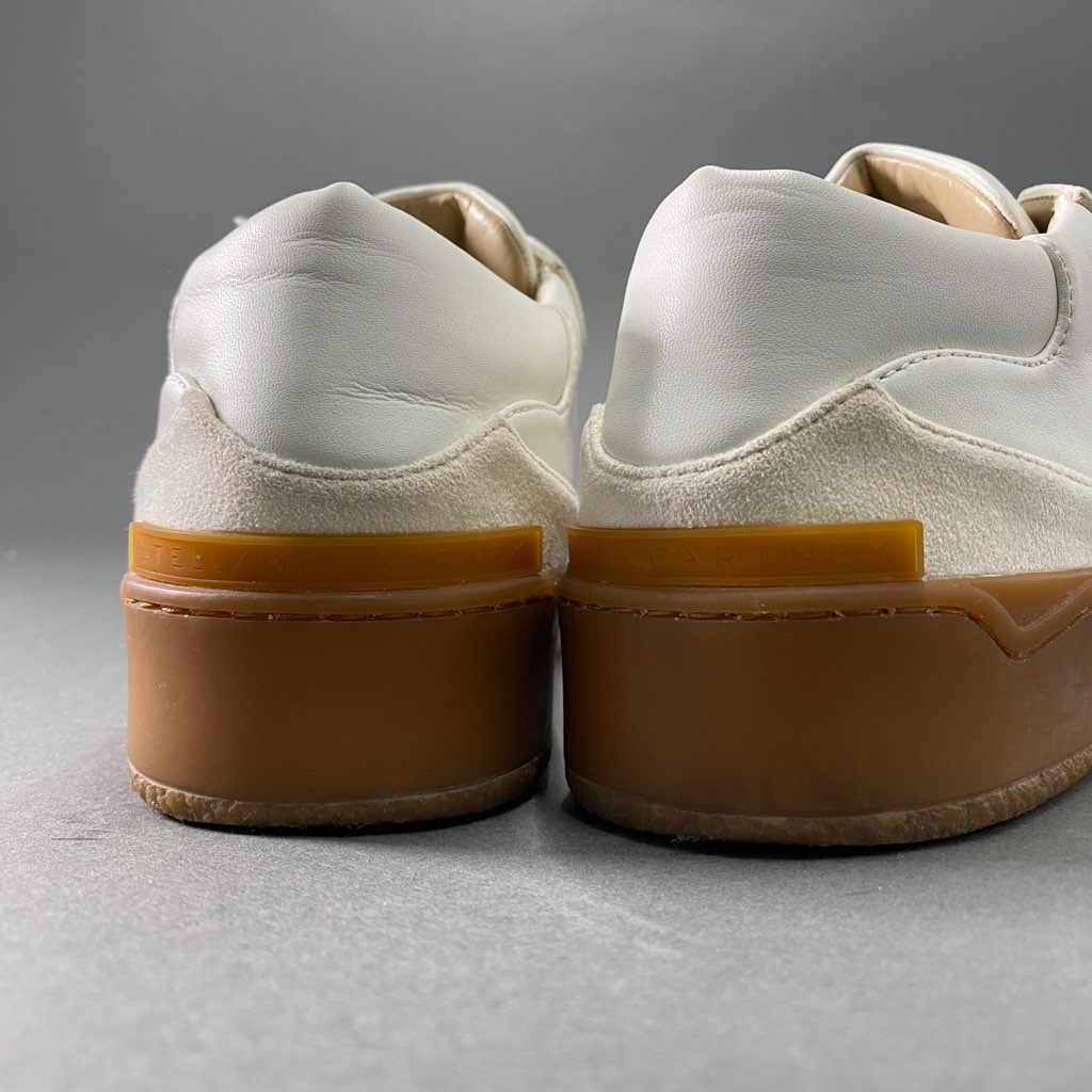 b6 STELLA McCARTNEY ステラマッカートニー スペイン製 ローカットスニーカー シューズ 460672 PLAST.S.GOMM 43 ホワイト ベージュ レザー スエード