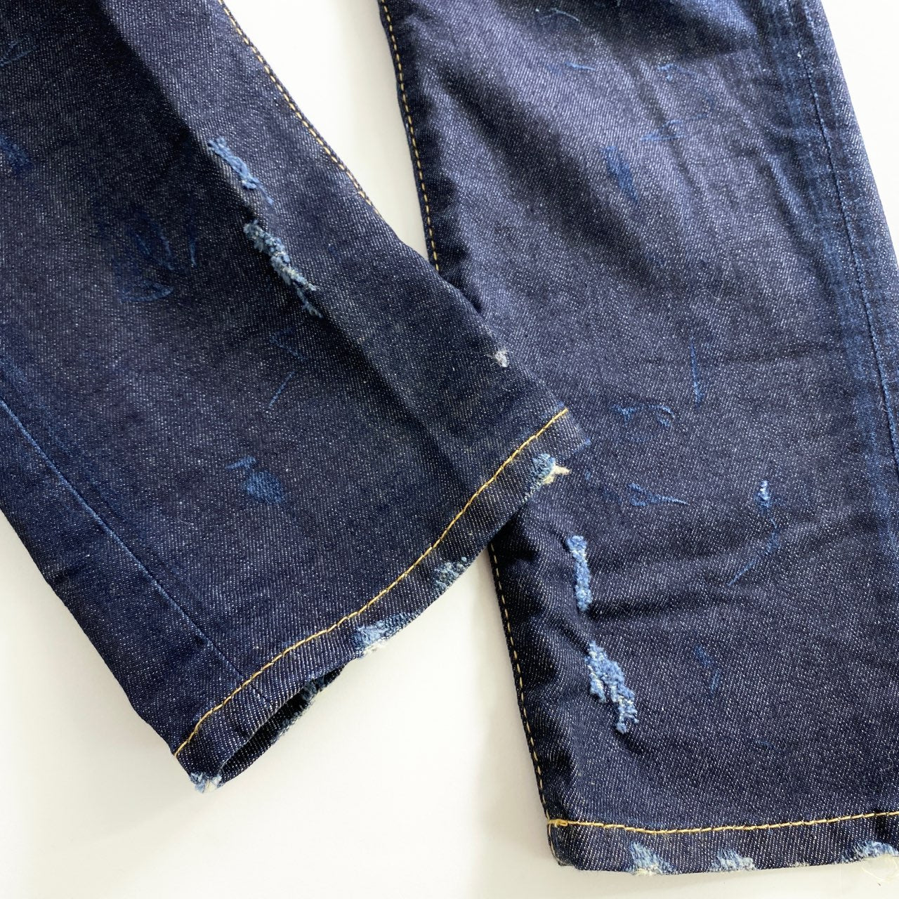 47L7《美品》イタリア製 DSQUARED2 ディースクエアード ヴィンテージ加工 デニムスキニーパンツ 46 インディゴ ウォレットチェーン付き