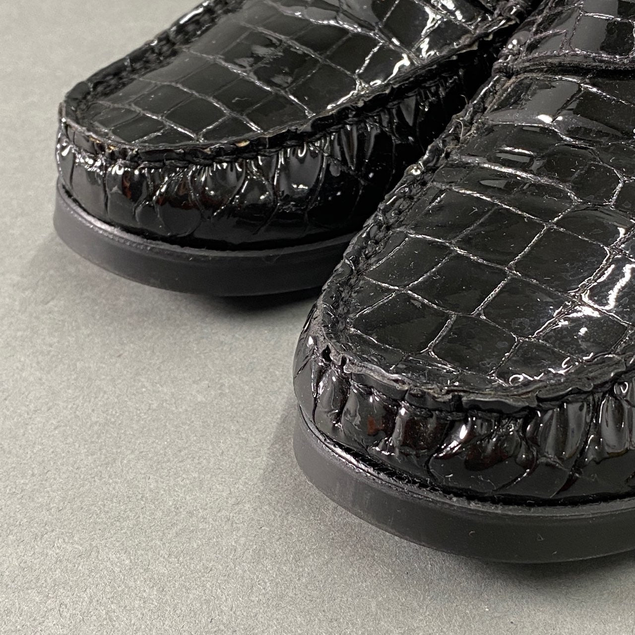 2L10 Paraboot パラブーツ BEAMS別注 CORSICA MARINE クロコ型押しコインローファー 7(25~25.5cm相当) ブラック シューズ