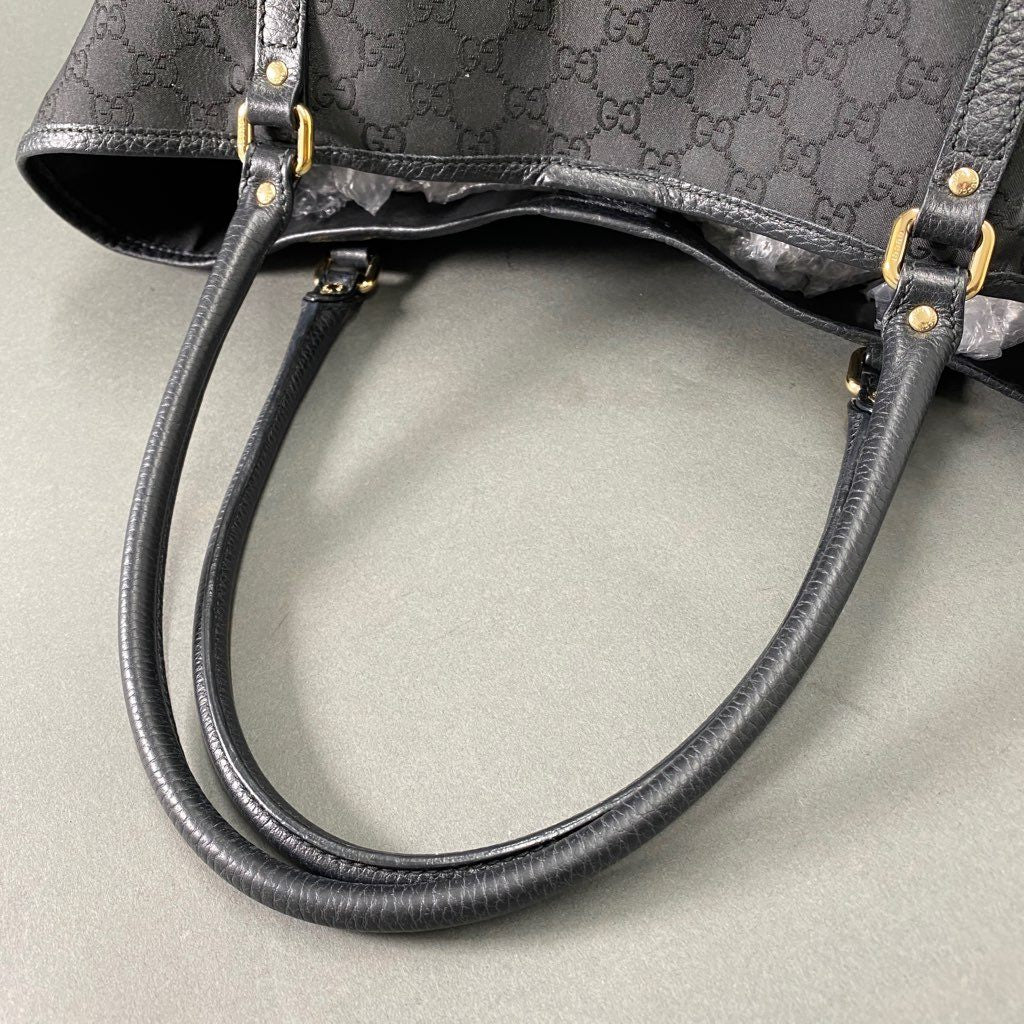 Ab7 GUCCI グッチ イタリア製 265695 493075 GGキャンバス トートバッグ かばん 鞄 ブラック キャンバス MADE IN ITALY