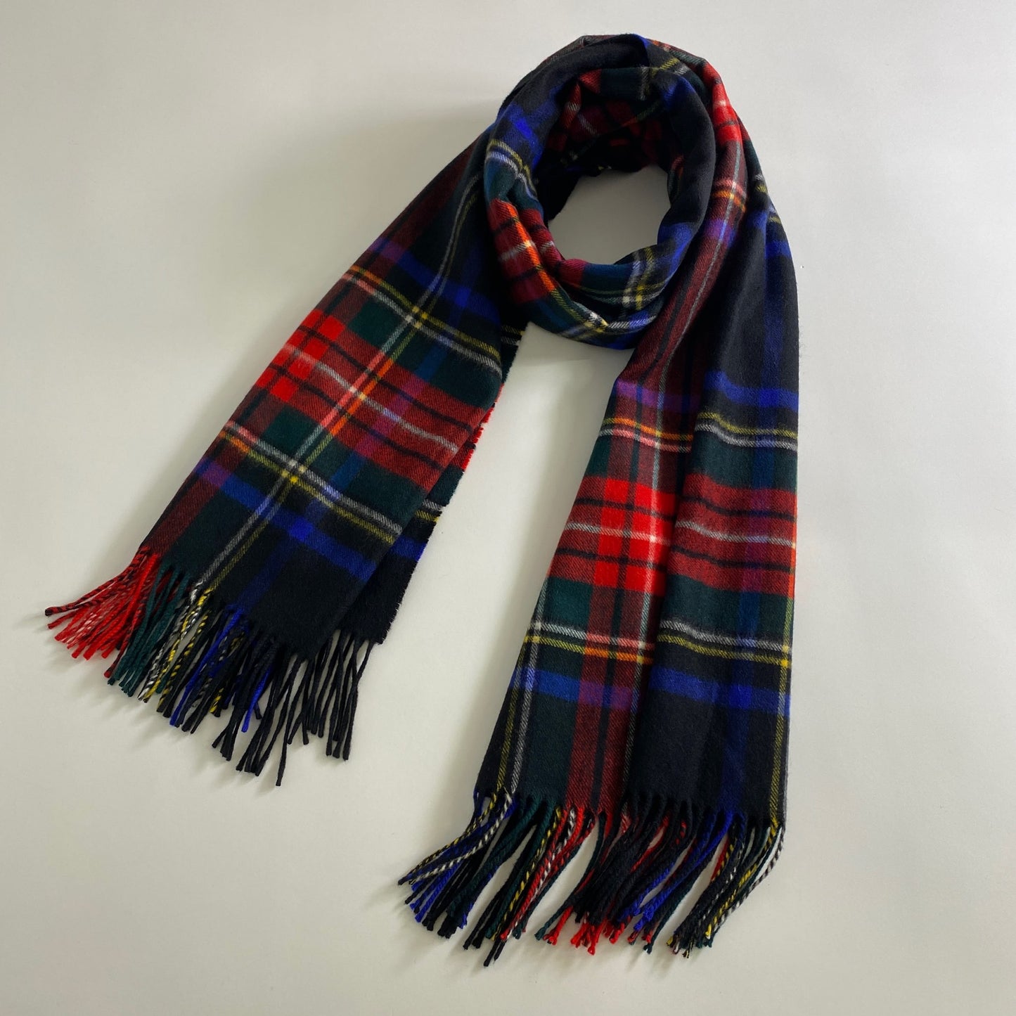 a18 Johnstons of Elgin ジョンストンズ オブ エルガン スコットランド製 大判 マフラー ストール チェック柄 マルチカラー カシミヤ100%