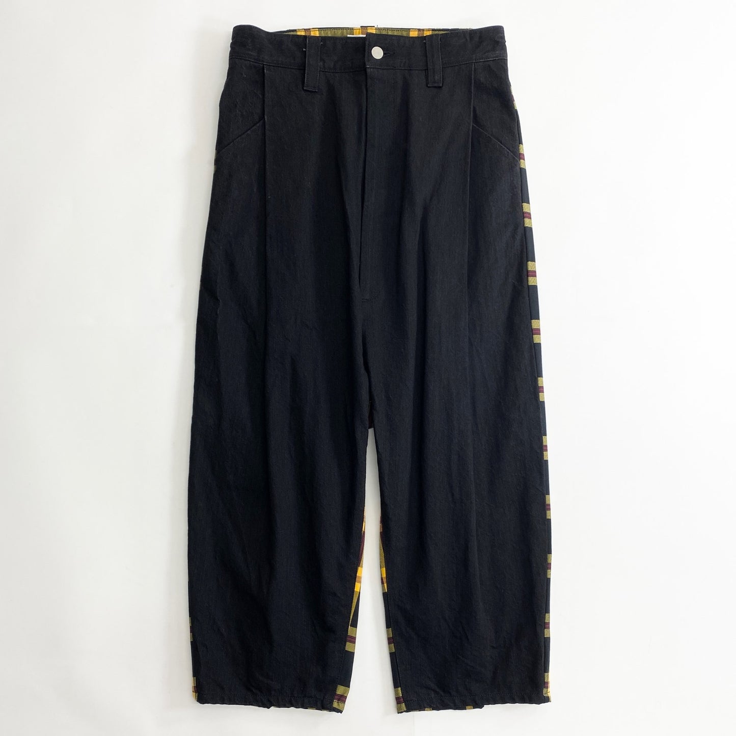 28k13《美品》KIDILL キディル 44 ボンテージパンツ サルエルパンツ ブラック/イエロー KL382