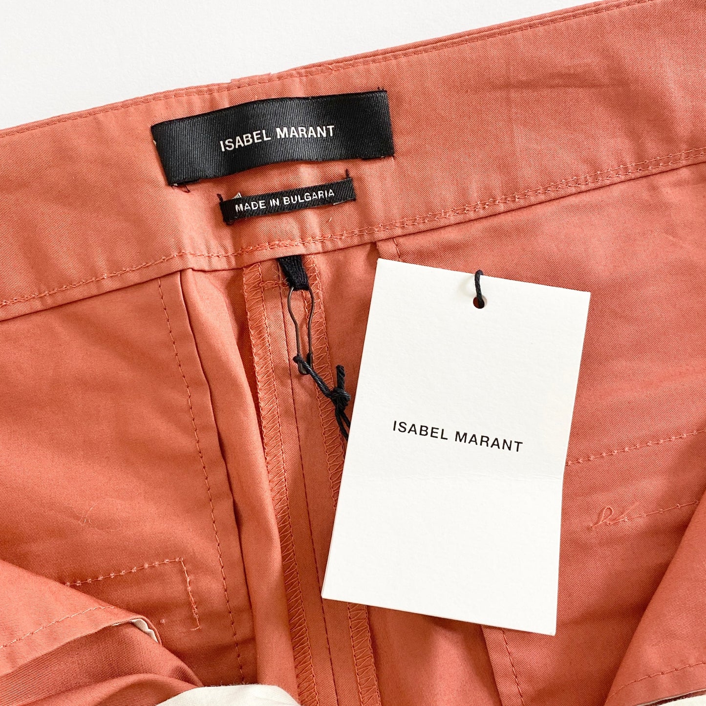 39a21 《未使用保管品》 ISABEL MARANT イザベルマラン ブルガリア製 ベルト付き ストレートパンツ ボトムス 34 ピンク コットン100%