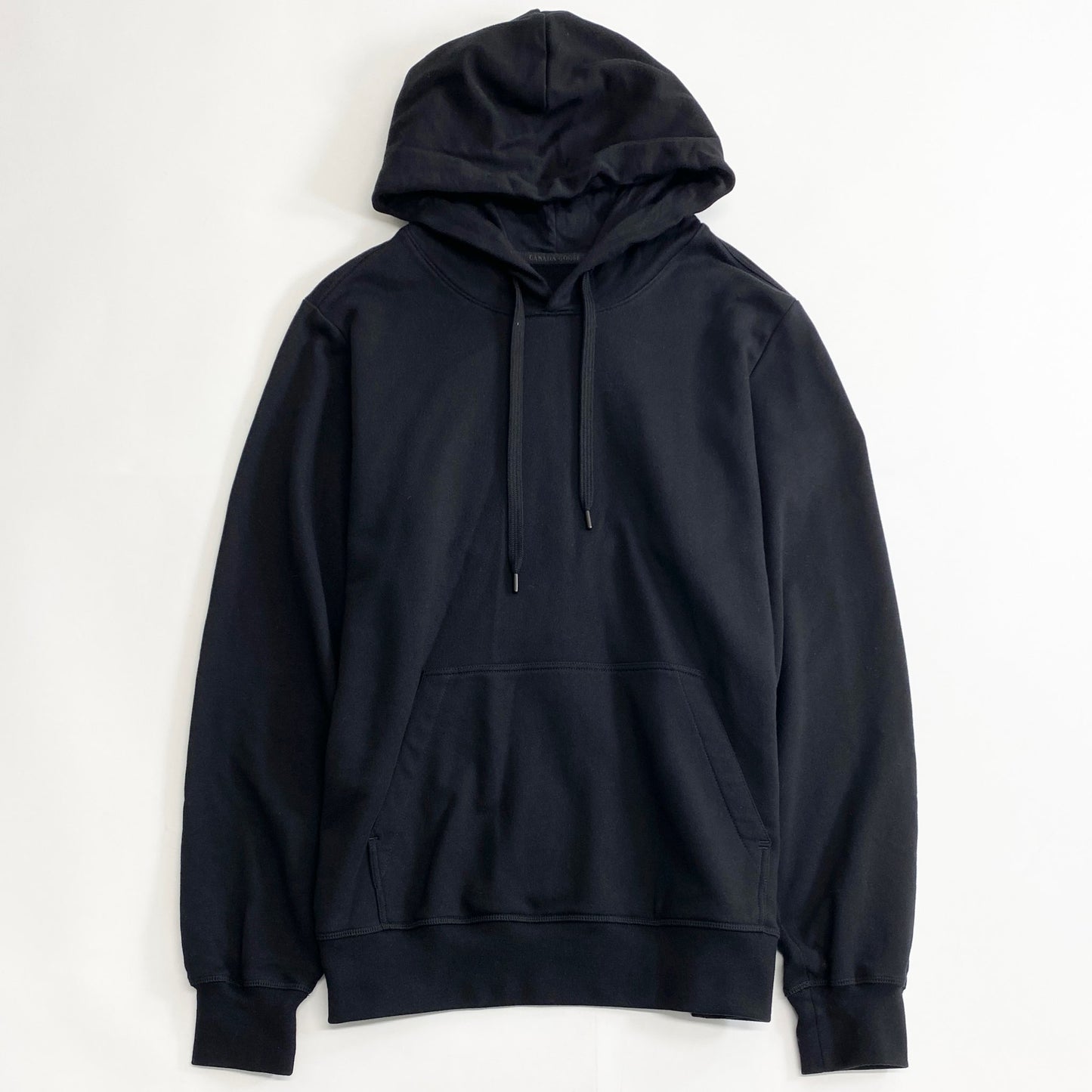72k11《極美品》イタリア製 CANADA GOOSE カナダグース ワッペン付き フードパーカー スウェットパーカー LG ブラック 裏地パイル
