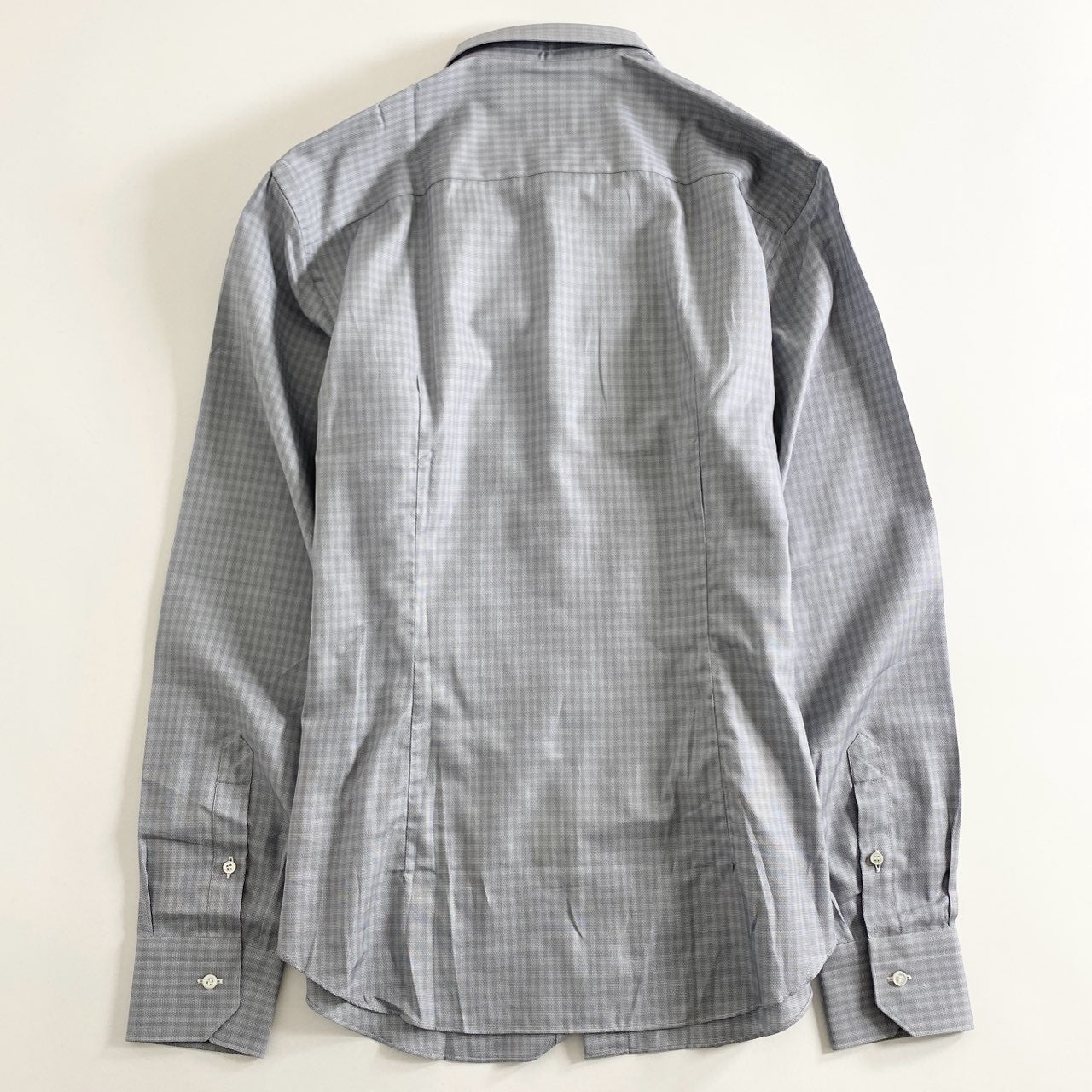 54A16 《極美品》 タグ付 イタリア製 Brioni ブリオーニ 長袖シャツ ドレスシャツ チェック柄 41 グレー ブルー クラシックシャツ CLASSIC SHIRT シェルボタン ロングスリーブ 春