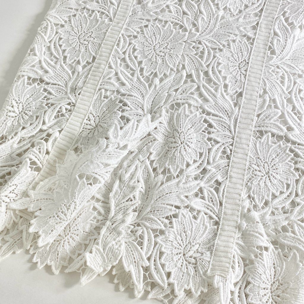 54c3 ERMANNO SCERVINO エルマンノ シェルヴィーノ レース ペンシルロングスカート 40 ホワイト フラワー 花柄 バックジップ 春