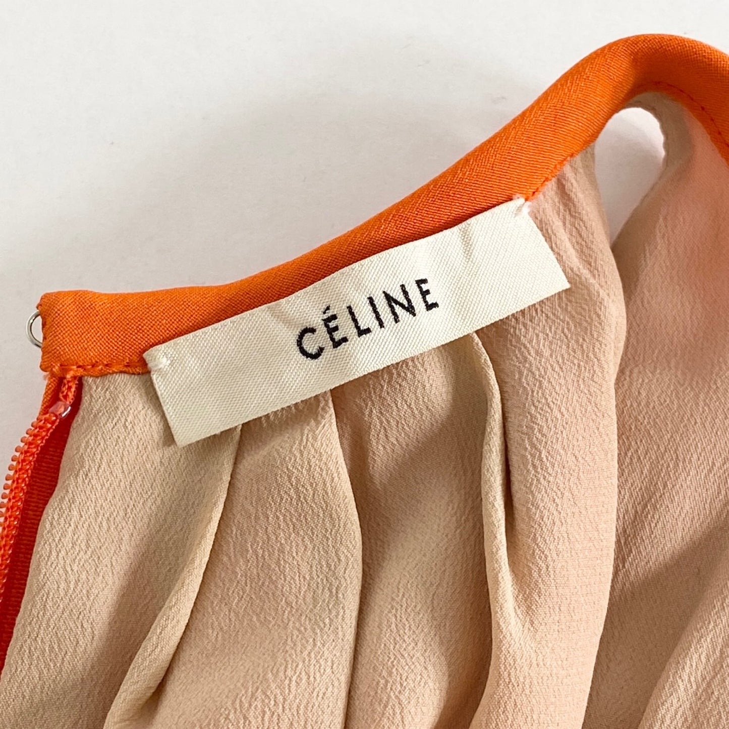 60L5 CELINE セリーヌ フィービー期 シルク100% シルクワンピース ドレス 38 オレンジ レディース