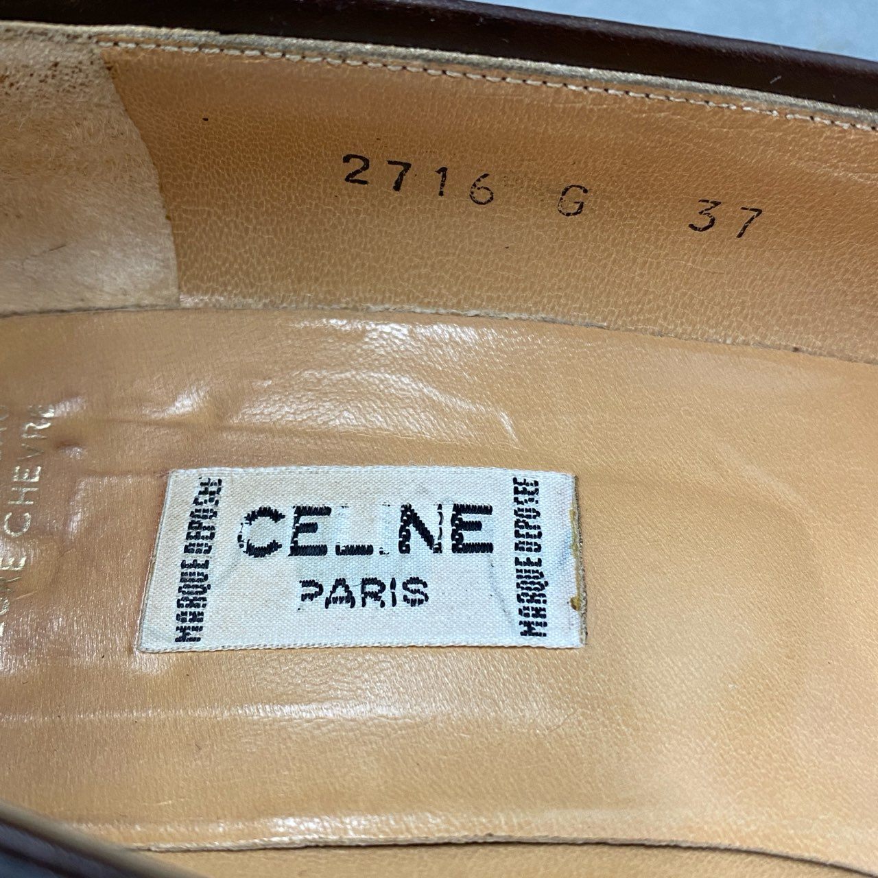 3c1 CELINE セリーヌ イタリア製 ビットローファー ヒール パンプス シューズ 37 ブラウン レザー レディース MADE IN ITALY