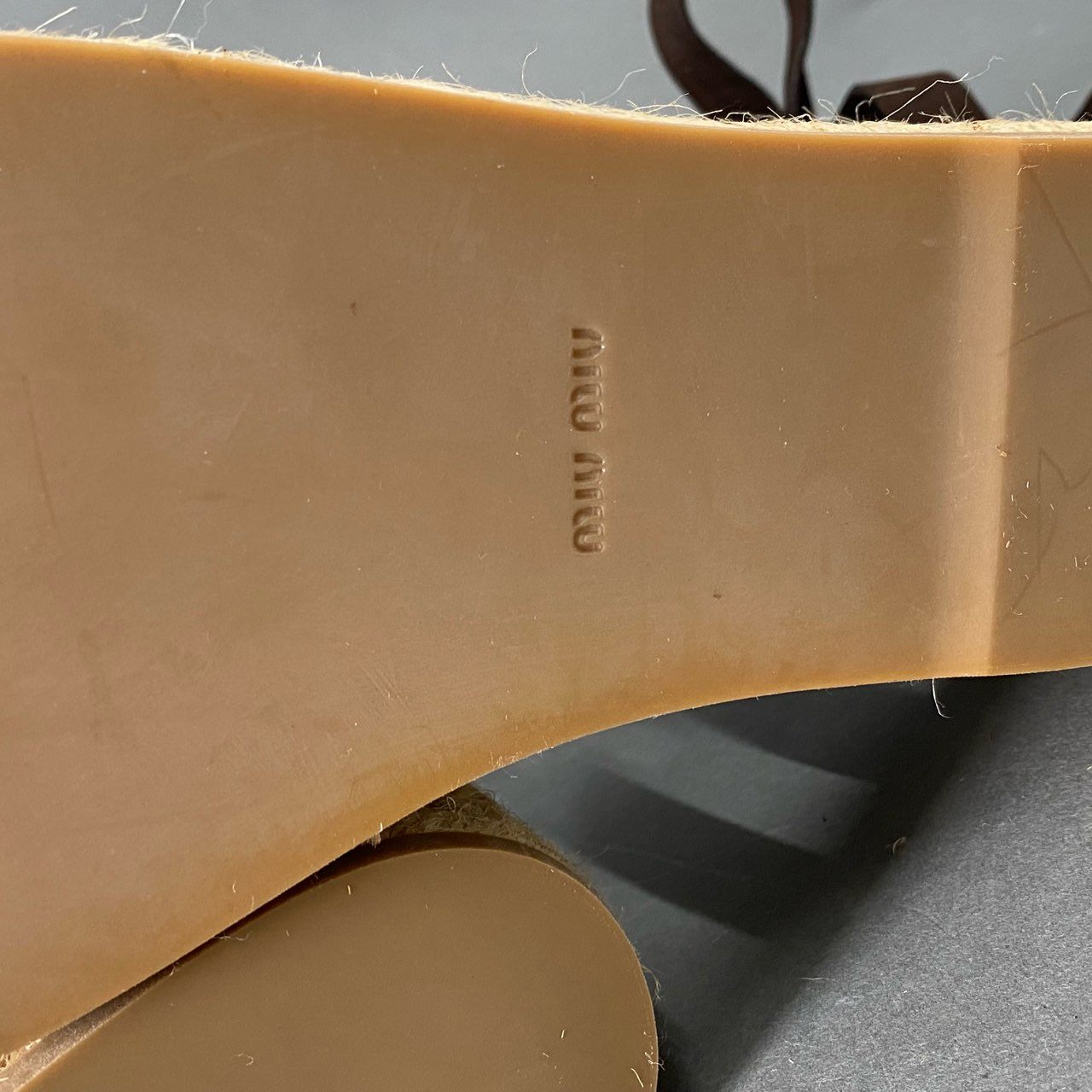 4c8 miu miu ミュウミュウ イタリア製 ウェッジソール 厚底サンダル レースアップ シューズ 40 ブラウン レザー MADE IN ITALY 夏