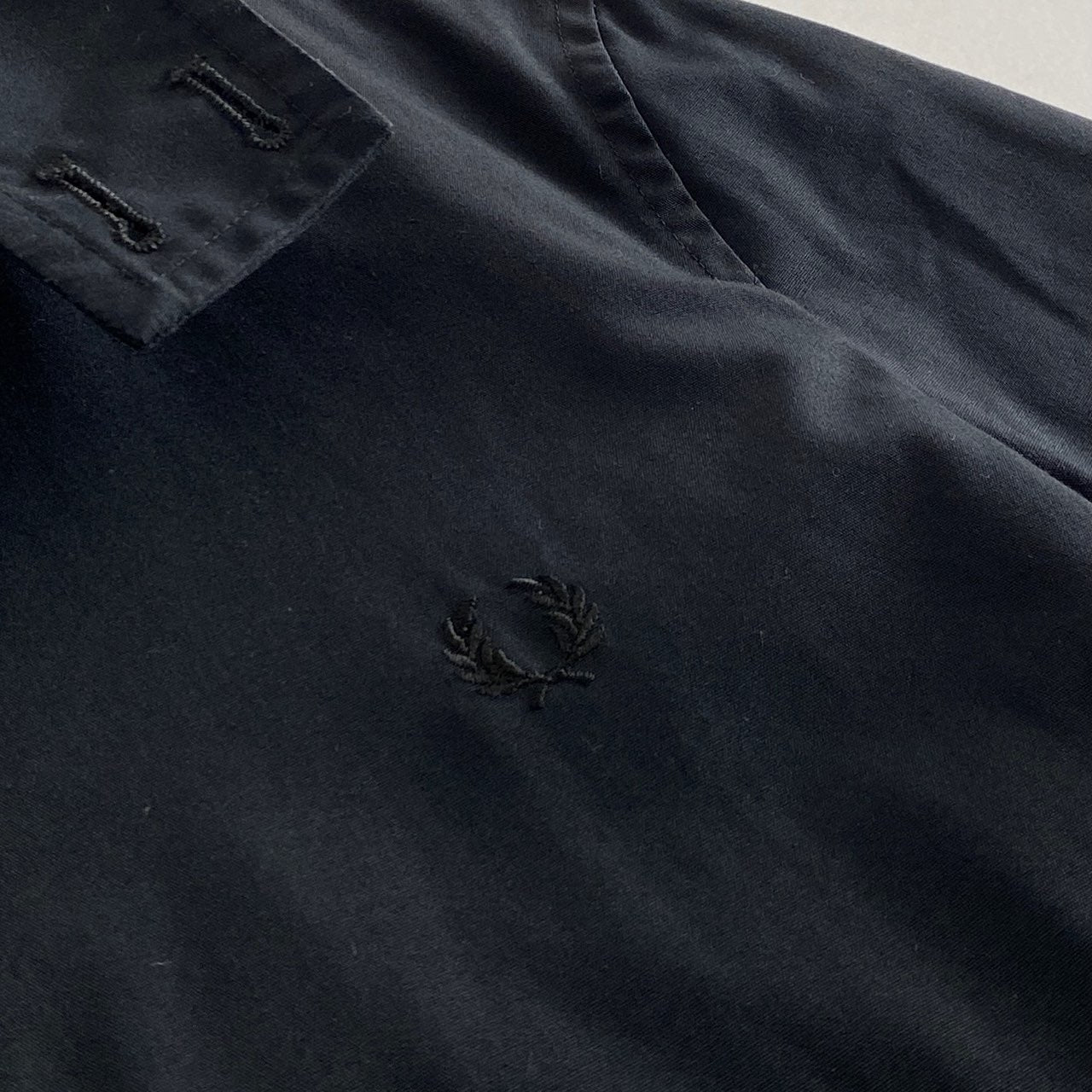 38L23 FRED PERRY フレッドペリー スイングトップ コート ジャケット S ネイビー ブルゾン 羽織 チェック 月桂樹 ワンポイント刺繍
