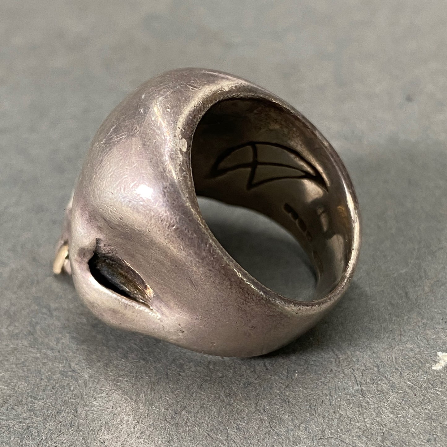 k7 CRAZY PIG DESIGNS クレイジーピッグ Evil Skull Ring K18 Fang エビルスカル シルバーリング #27 18号 シルバー SV925 K18
