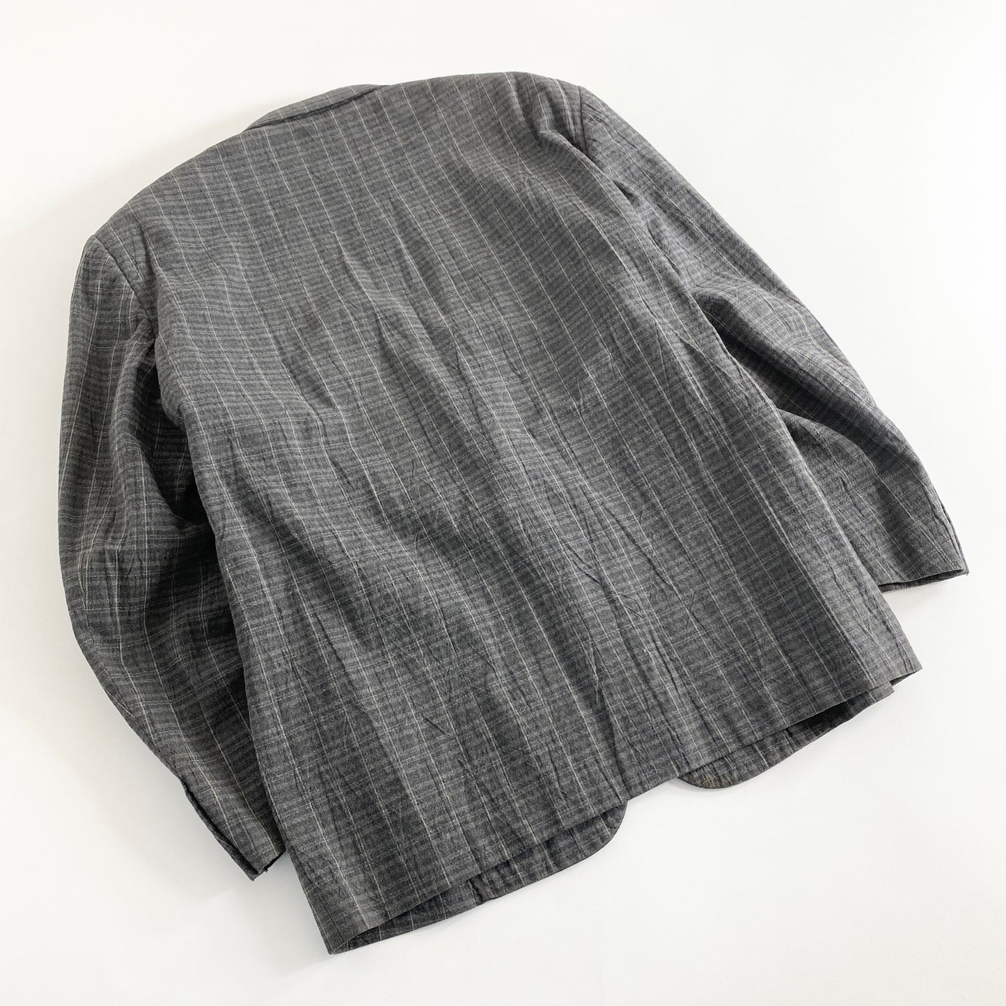 44a21-2 90s COMME des GARCONS HOMME コムデギャルソンオム 日本製 2B テーラードジャケット ブレザー Sサイズ グレー チェック柄 コットン100% MADE IN JAPAN VINTAGE