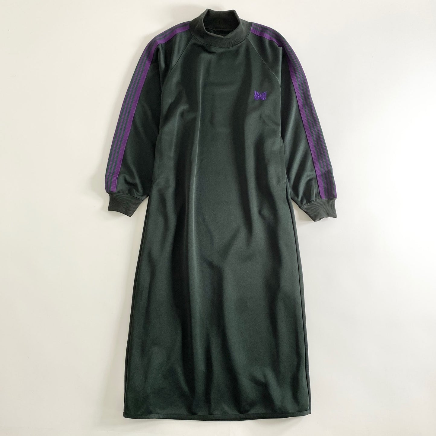 38a28 Needles ニードルス 日本製 BEAMS BOY 別注 トラックワンピース Track OnePiece 長袖ワンピース J0332 ロゴ刺繍 2 グリーン サイドライン MADE IN JAPAN