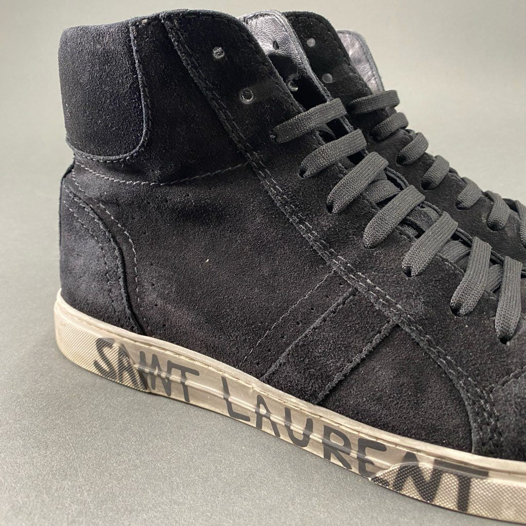 7b24 SAINT LAURENT サンローラン イタリア製 Black Suede Joe Mid Top Sneaker ハイカットスニーカー シューズ 530228 41 ブラック スエード MADE IN ITALY