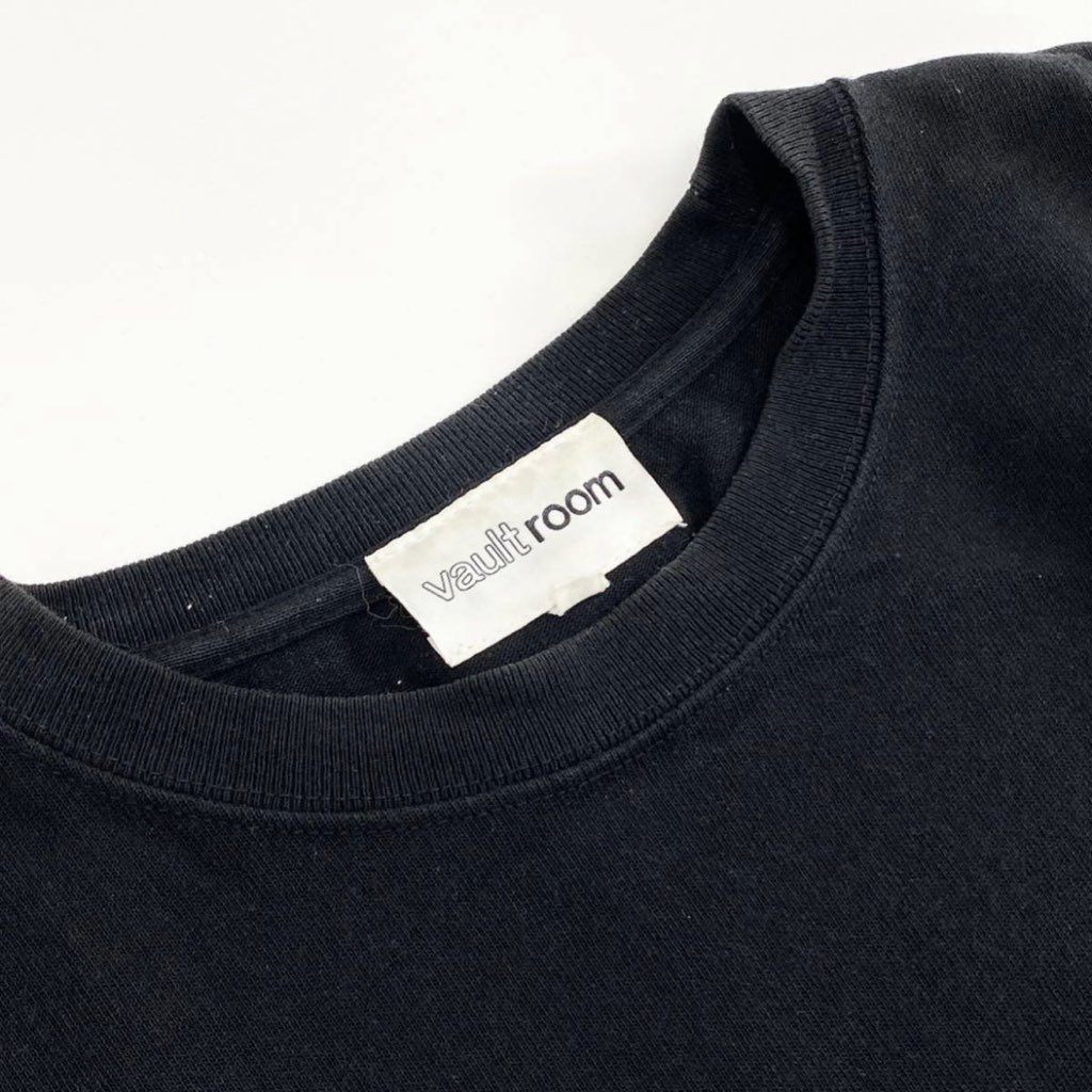 66j29 vault room ヴォルトルーム ANTI CHEAT TEE 半袖Tシャツ クルーネック ロゴ刺繡 カットソー M ブラック コットン100% メンズ 紳士服