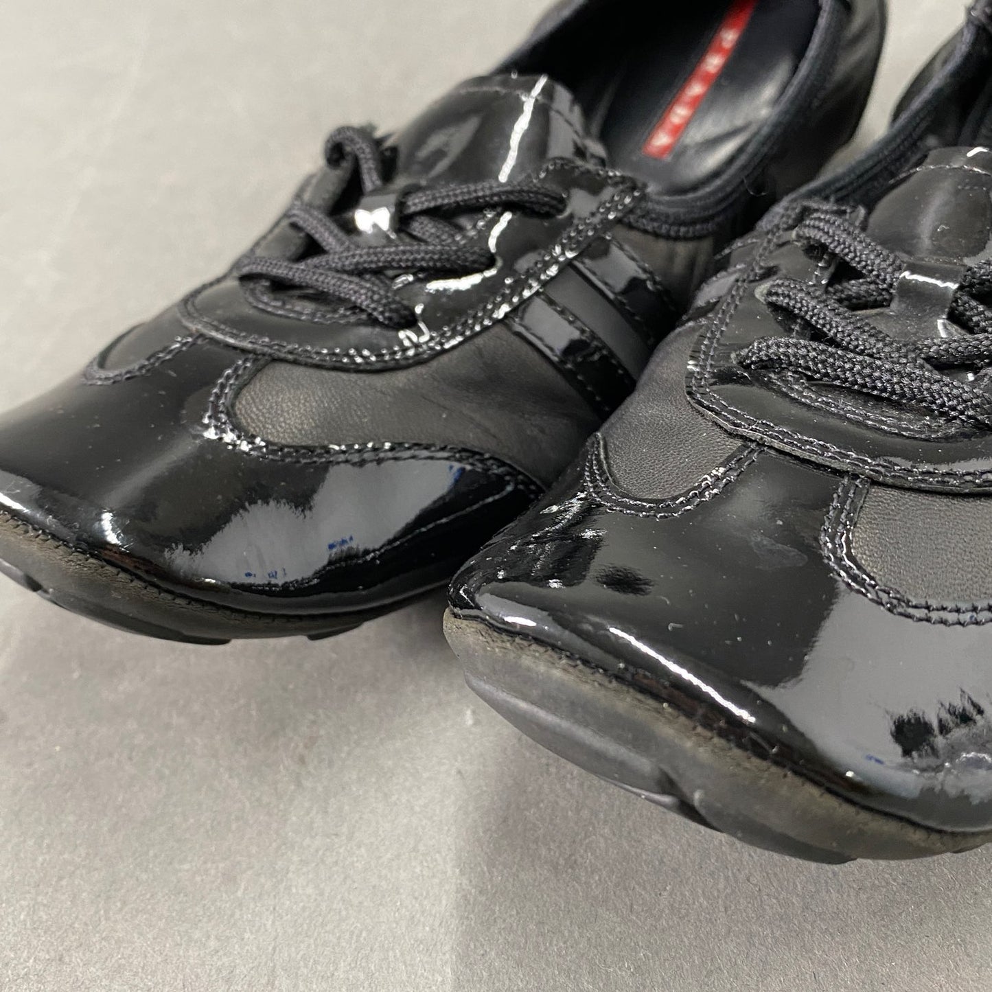 3L5《美品》PRADA SPORT プラダスポーツ 37(24.5cm相当) ブラック レザー バレエシューズ レザーシューズ レディース 靴