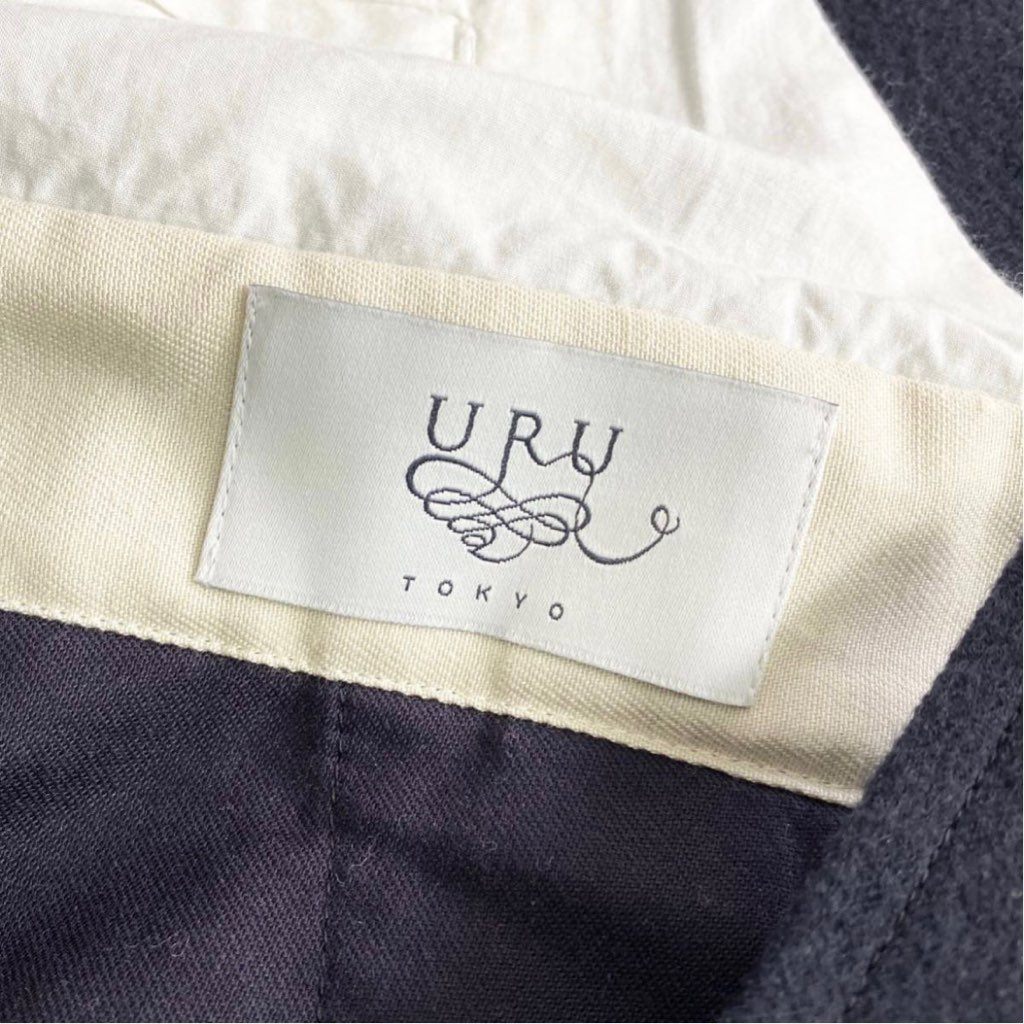 66j29 《美品》 URU ウル WOOL OVERALL オーバーオール 21FWS02 サイズ3 メンズ ピンストライプ サロペット ツナギ ネイビー ウール100%