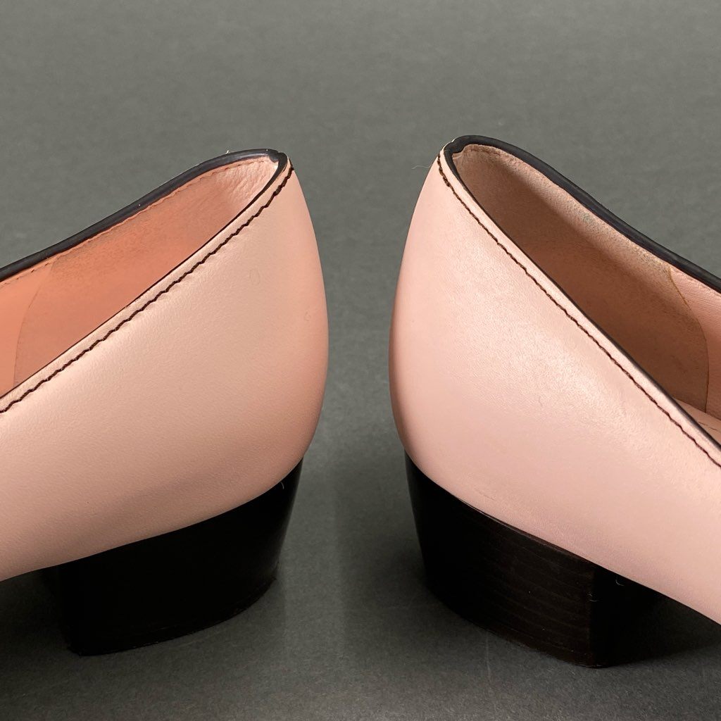 6b29 《美品》 Salvatore Ferragamo サルヴァトーレ フェラガモ VARA STITCH ヴァラ ステッチ リボンパンプス 6 1/2 ライトピンク レザー イタリア製 シューズ