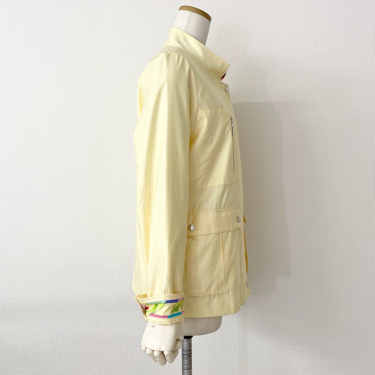 15c20 LEONARD SPORT レオナール スポーツ 日本製 0595562 ナイロンジャケット 羽織 花柄プリント 40 イエロー MADE IN JAPAN
