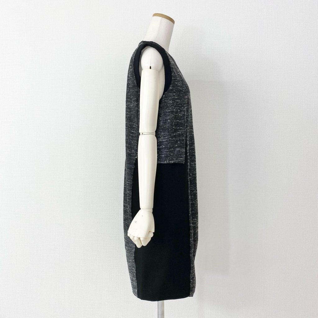 39c10 SPORTMAX スポーツマックス ノースリーブワンピース 膝丈ワンピース S ブラック レディース 異素材切替 バックジップ 夏