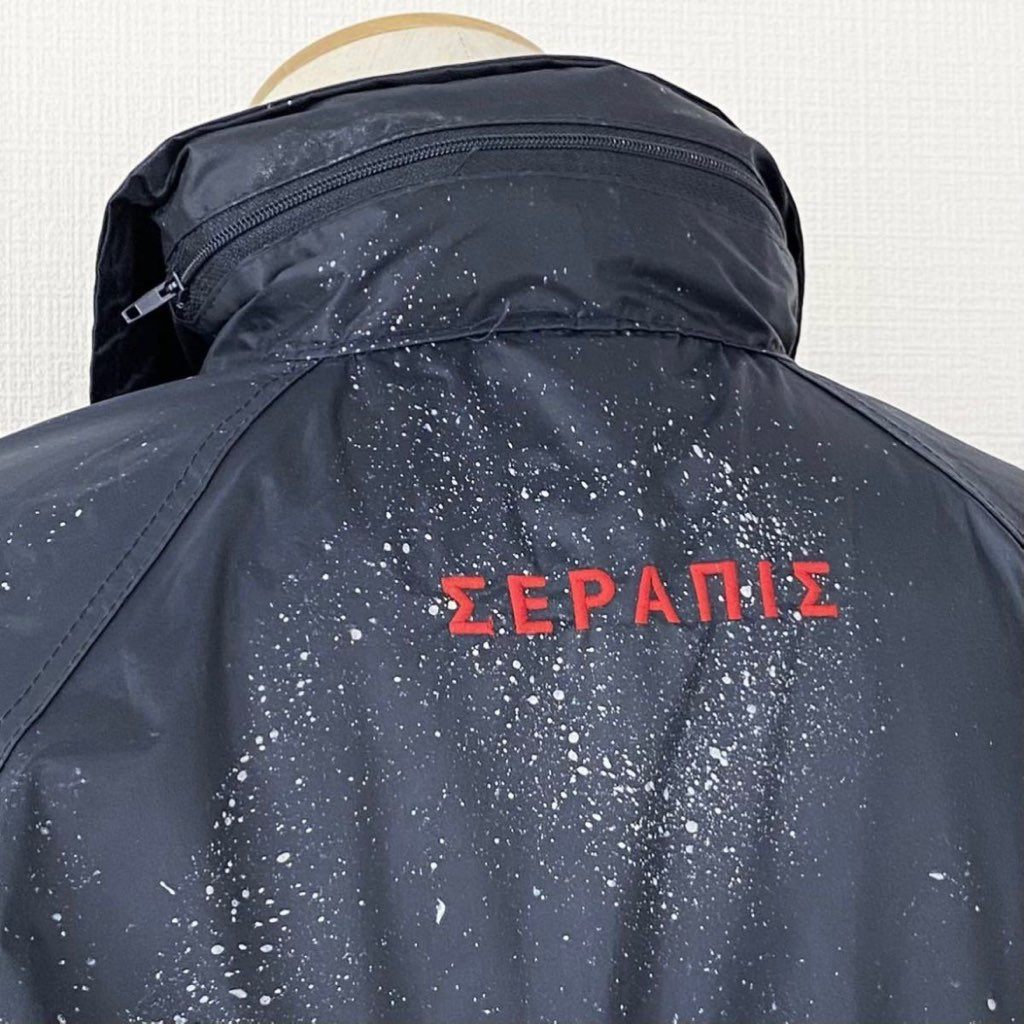 27h27 Zepanese Club ゼパニーズクラブ レインコート rain coat ペイント加工 総柄 フード ロングコート Lサイズ メンズ 弾採用 ネイビー