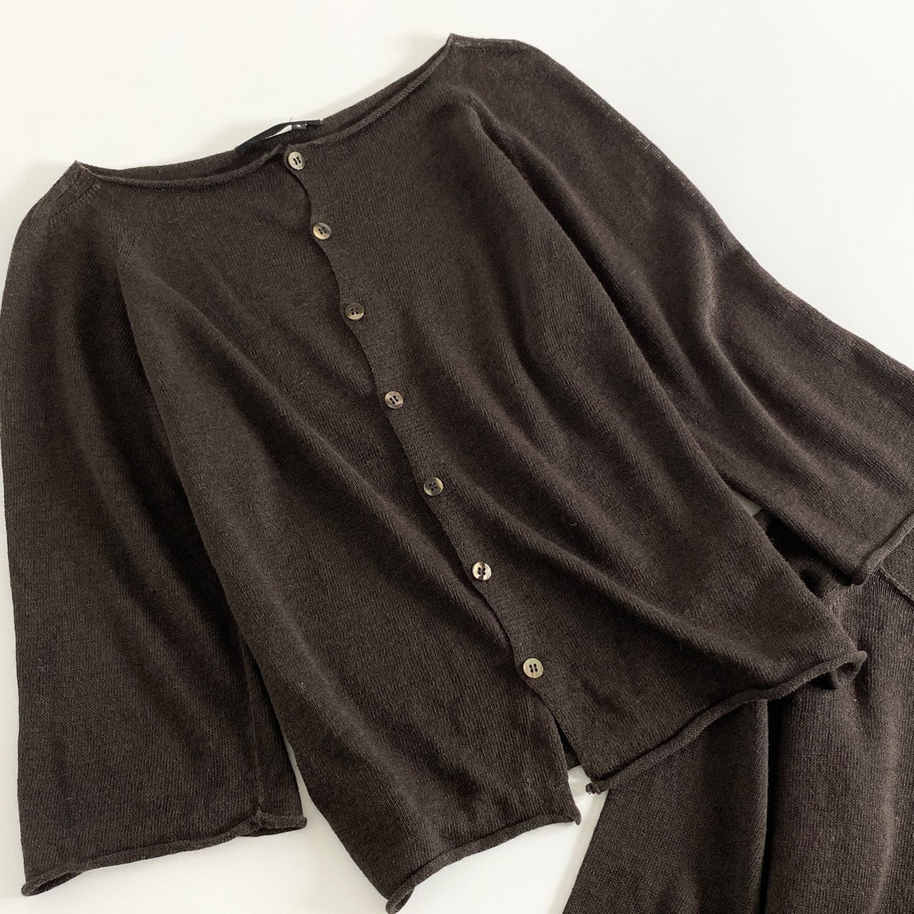 4a17 YOHJI YAMAMOTO +NOIR ヨウジヤマモトプリュスノアール アンサンブルニット カーディガン 3 ブラウン レディース セット 薄手