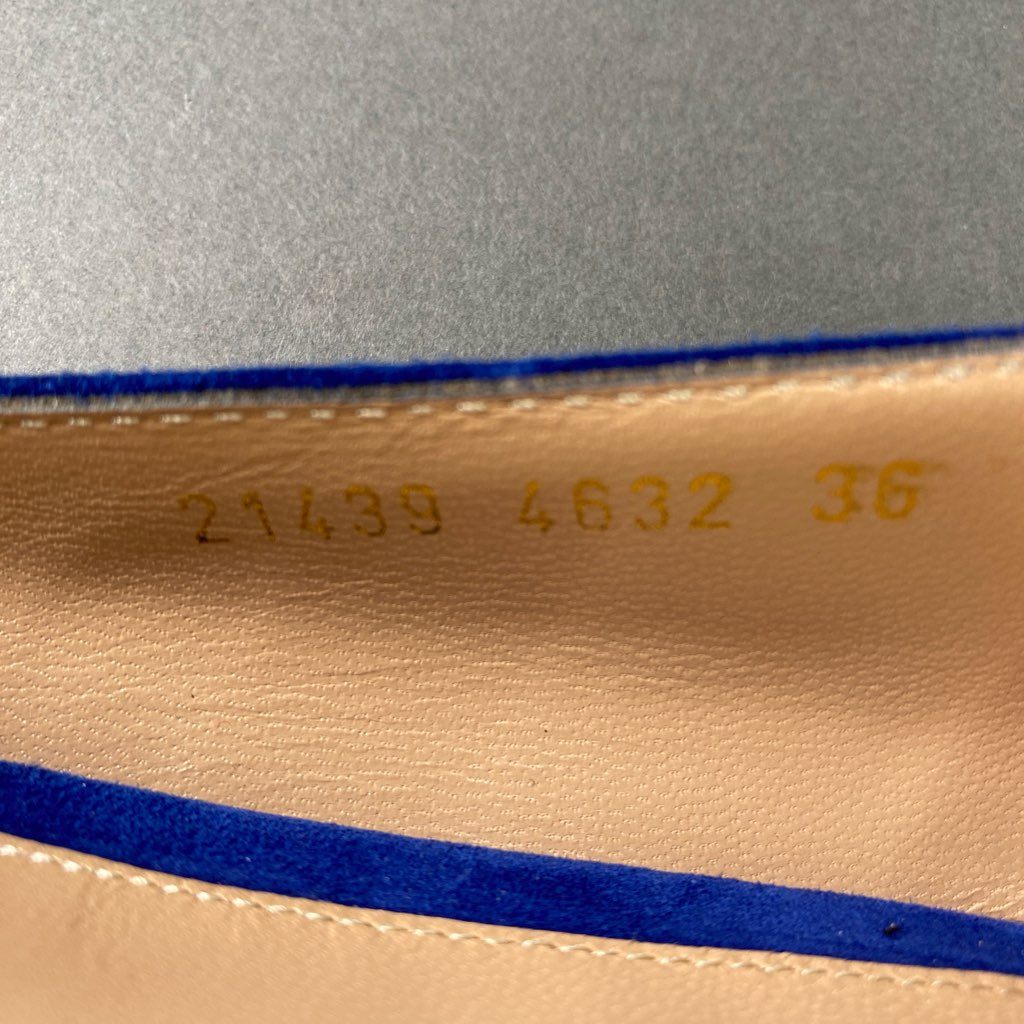 2b24 イタリア製 Gianvito Rossi ジャンヴィトロッシ フラットパンプス フラットシューズ ポインテッドトゥ 36 ブルー スエード レディース