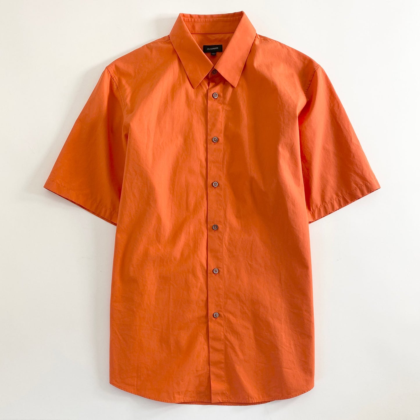 39a21 JIL SANDER ジルサンダー イタリア製 JSMK740826 ストレッチ レギュラーカラー 半袖シャツ 41 オレンジ コットン100% Stretch Regular Collar Shirt Short Sleeve