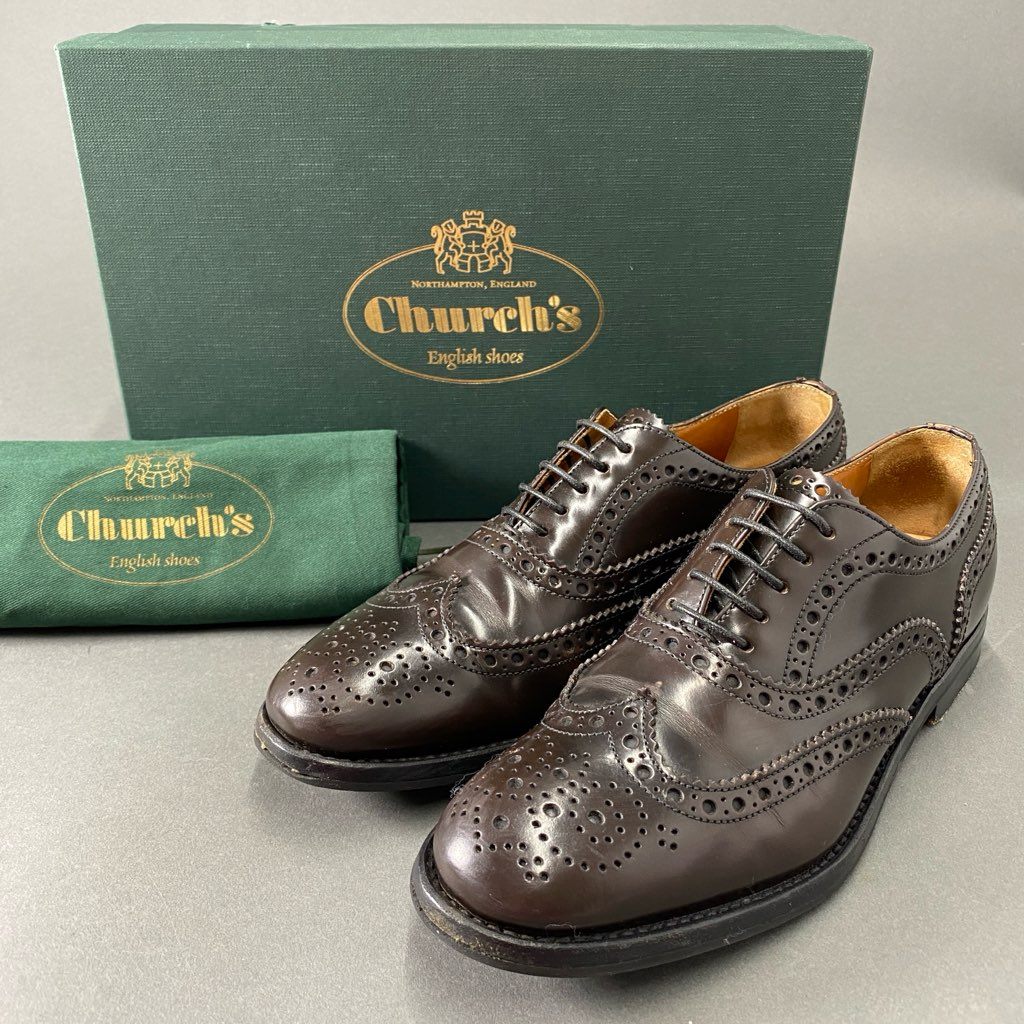 2c1 Church's チャーチ フルブローグ BURWOOD バーウッド ウイングチップ ドレスシューズ レザーシューズ 革靴 サイズ36.5 ダークブラウン レザー レディース