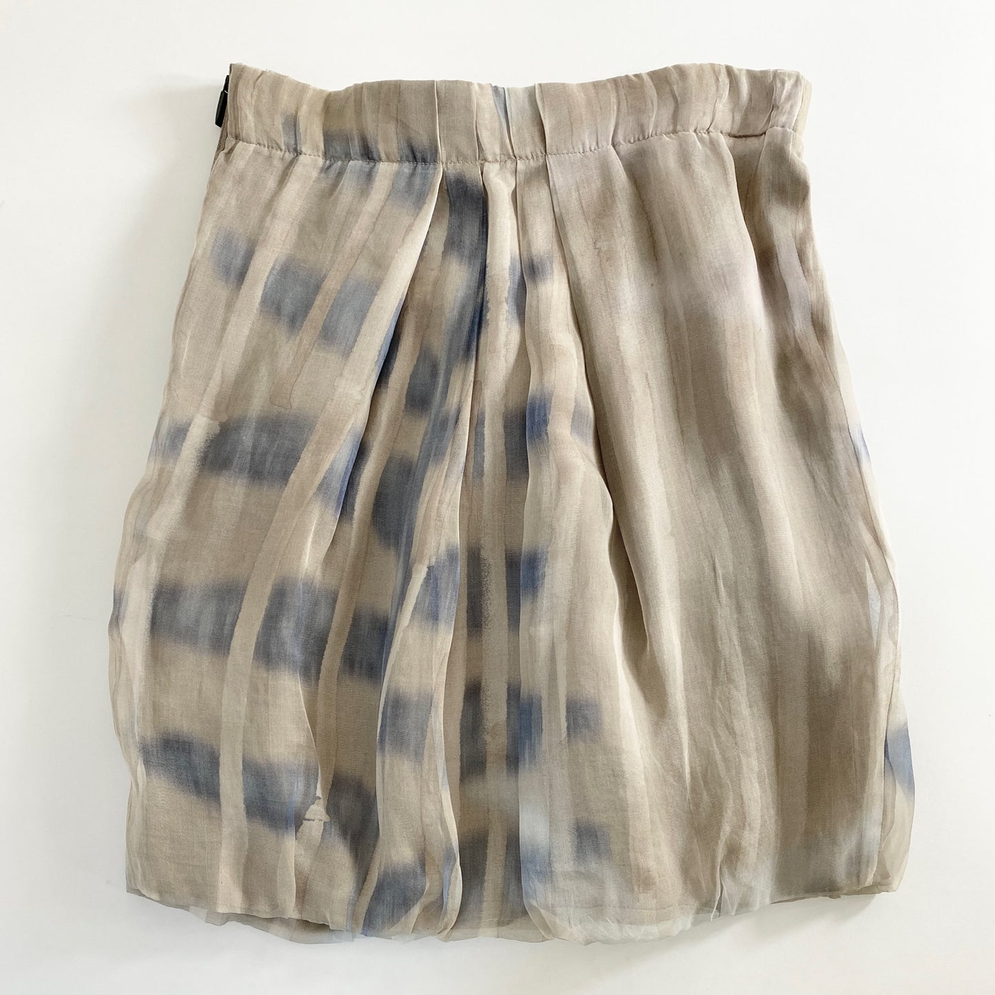 45a31 イタリア製 BRUNELLO CUCINELLI ブルネロクチネリ フレアスカート 膝丈スカート 40 アイボリー チェック柄切替 シルク100% レディース女性用
