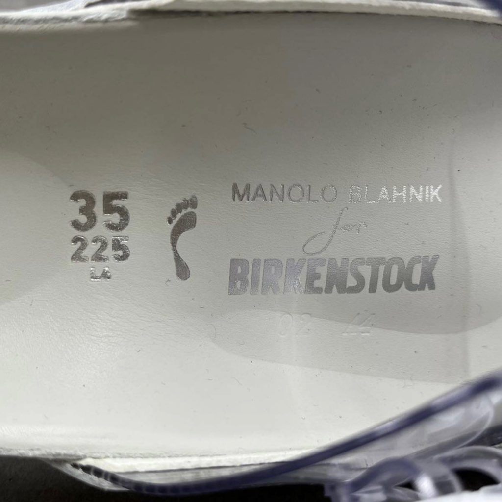 2h4 《未使用》 22SS MANOLO BLAHNIK マノロブラニク BIRKENSTOCK ビルケンシュトック Arizona サンダル クリア 白 35 22.5 レディース