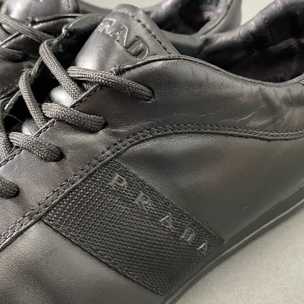 1c5 PRADA SPORTS プラダスポーツ ローカット スニーカー 8 ブラック レザー レースアップ シューズ