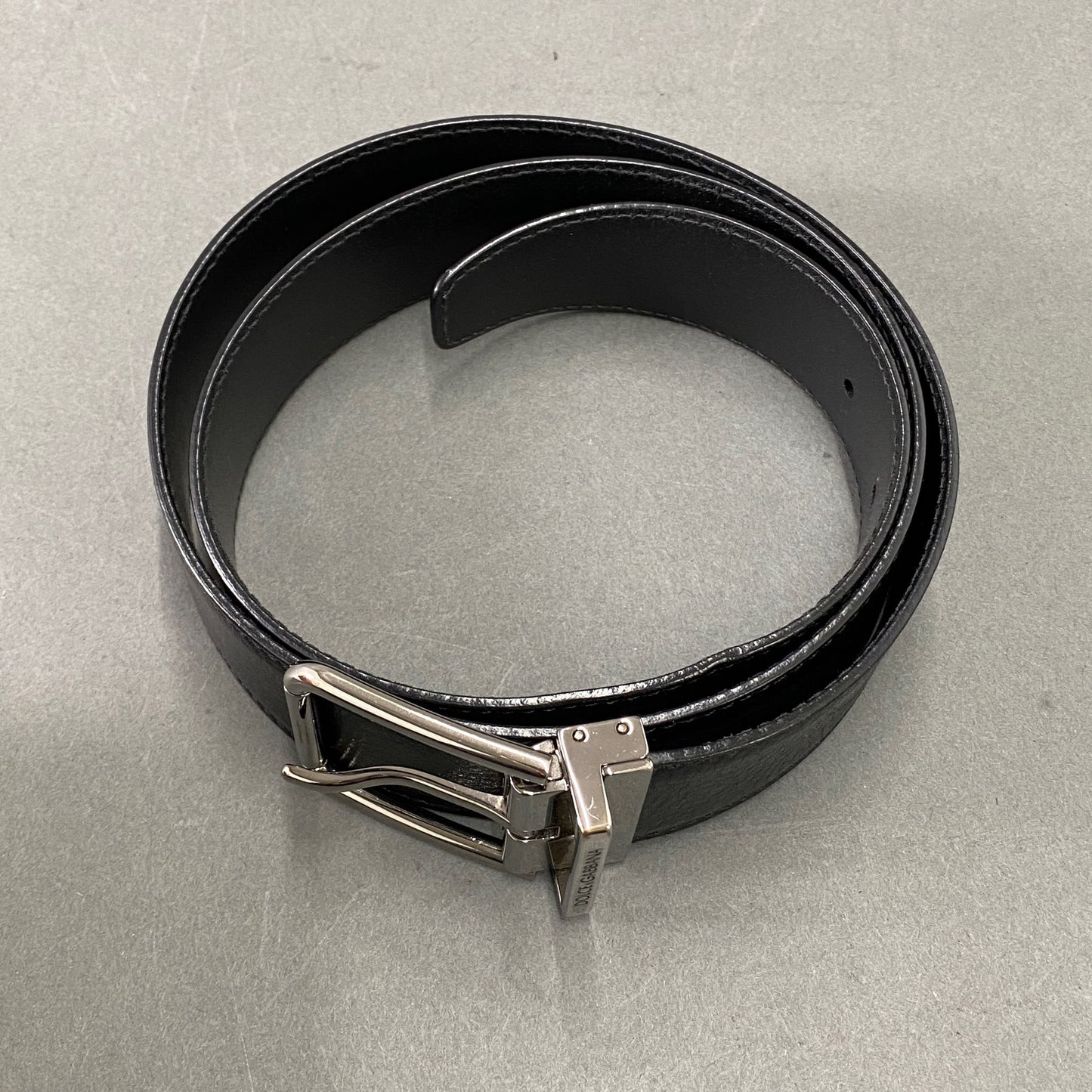 k7-3 DOLCE&GABBANA ドルチェアンドガッバーナ ブラックレザーベルト フォーマル ビジネス 90cm 36inch BLACK Leather D&G ドルガバ イタリア製