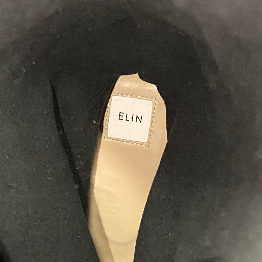 1a31 《美品》 ELIN エリン 日本製 ルーズフィットブーツ ロングブーツ チャンキーヒール シューズ 35 ブラック レザー MADE IN JAPAN