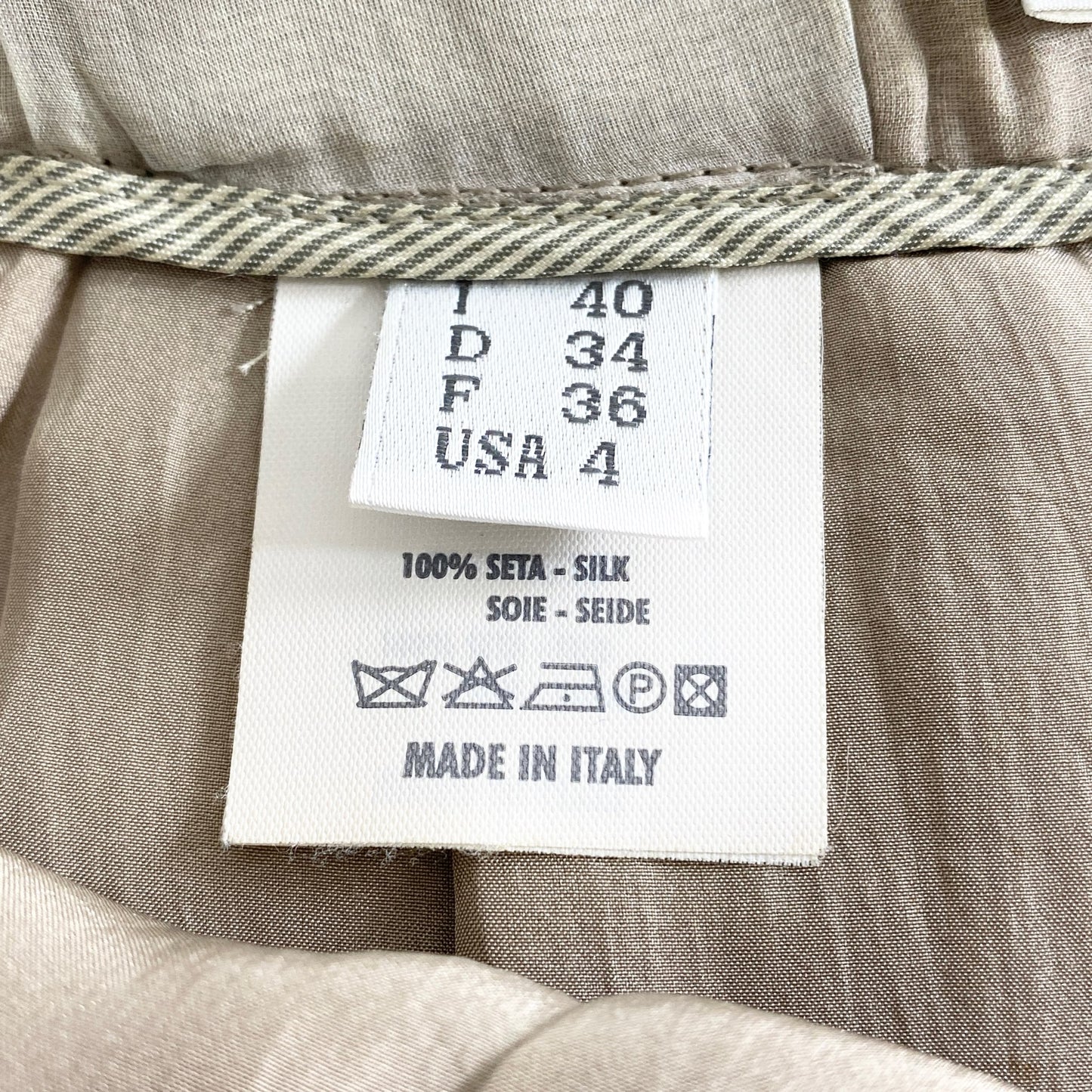 45a31 イタリア製 BRUNELLO CUCINELLI ブルネロクチネリ フレアスカート 膝丈スカート 40 アイボリー チェック柄切替 シルク100% レディース女性用